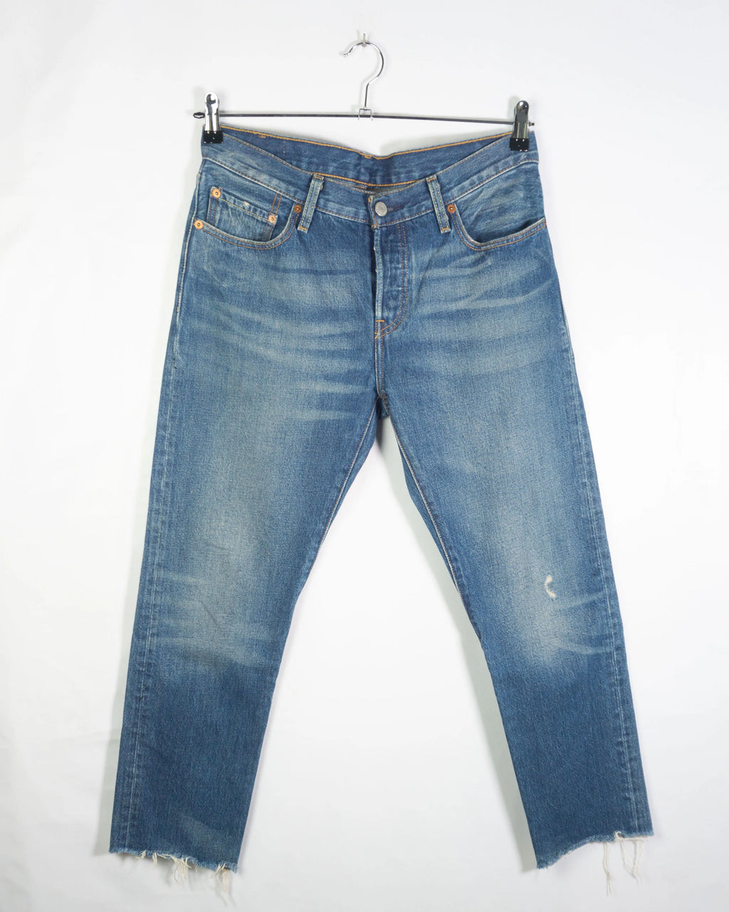 Vaqueros Levis 501 CT Azul Cropped Mujer — Talla W27