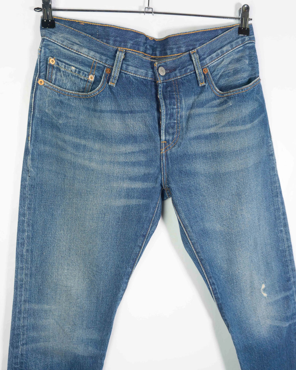 Vaqueros Levis 501 CT Azul Cropped Mujer — Talla W27