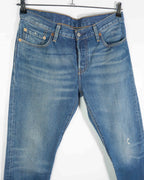 Vaqueros Levis 501 CT Azul Cropped Mujer — Talla W27