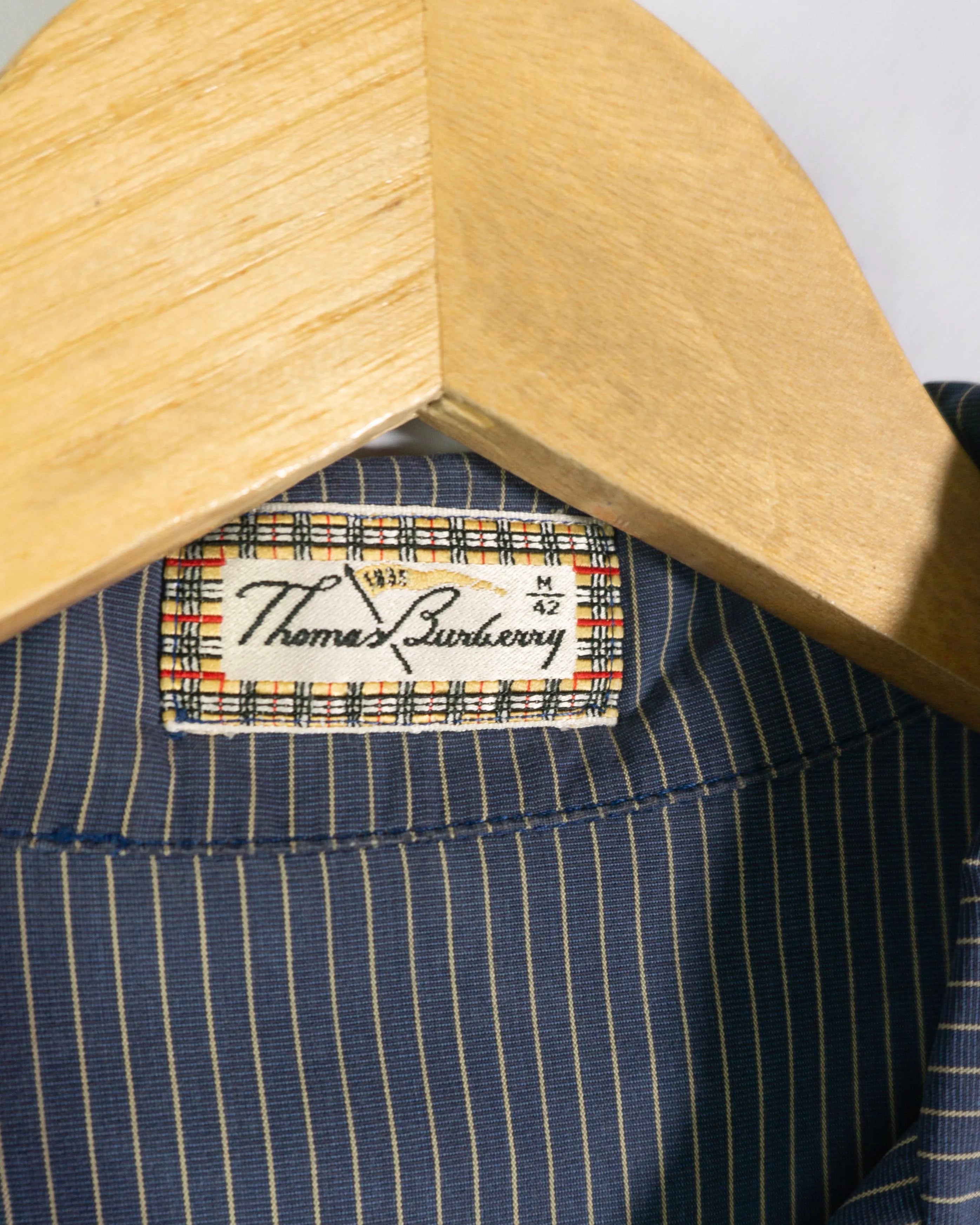 Camisa Thomas Burberry Rayas Azul Vintage Mujer — Talla M