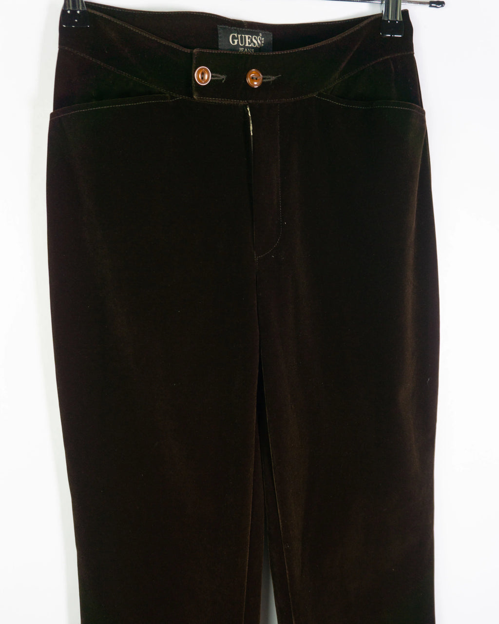 Pantalón Guess Jeans Terciopelo Marrón 90s Mujer — Talla W26