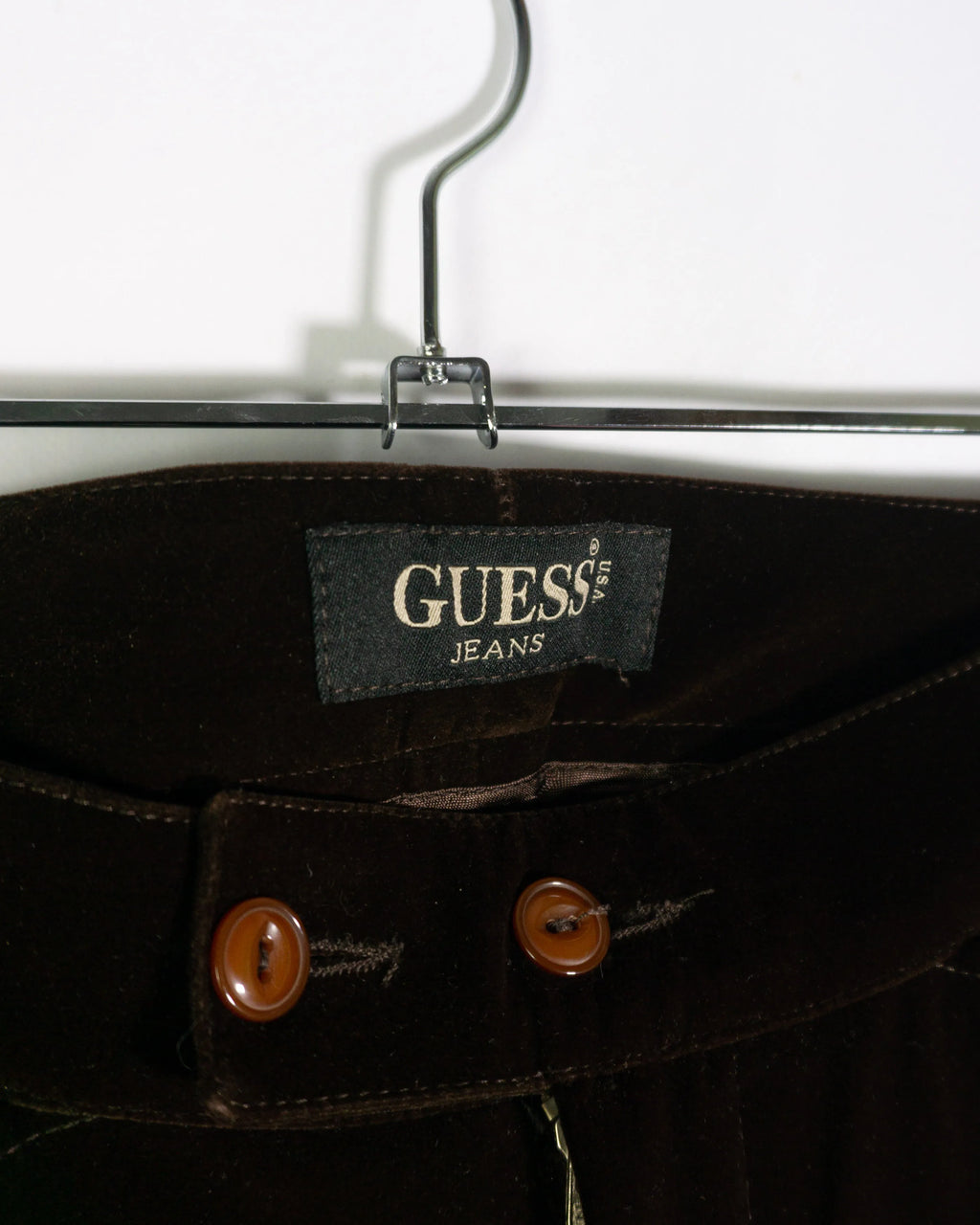 Pantalón Guess Jeans Terciopelo Marrón 90s Mujer — Talla W26