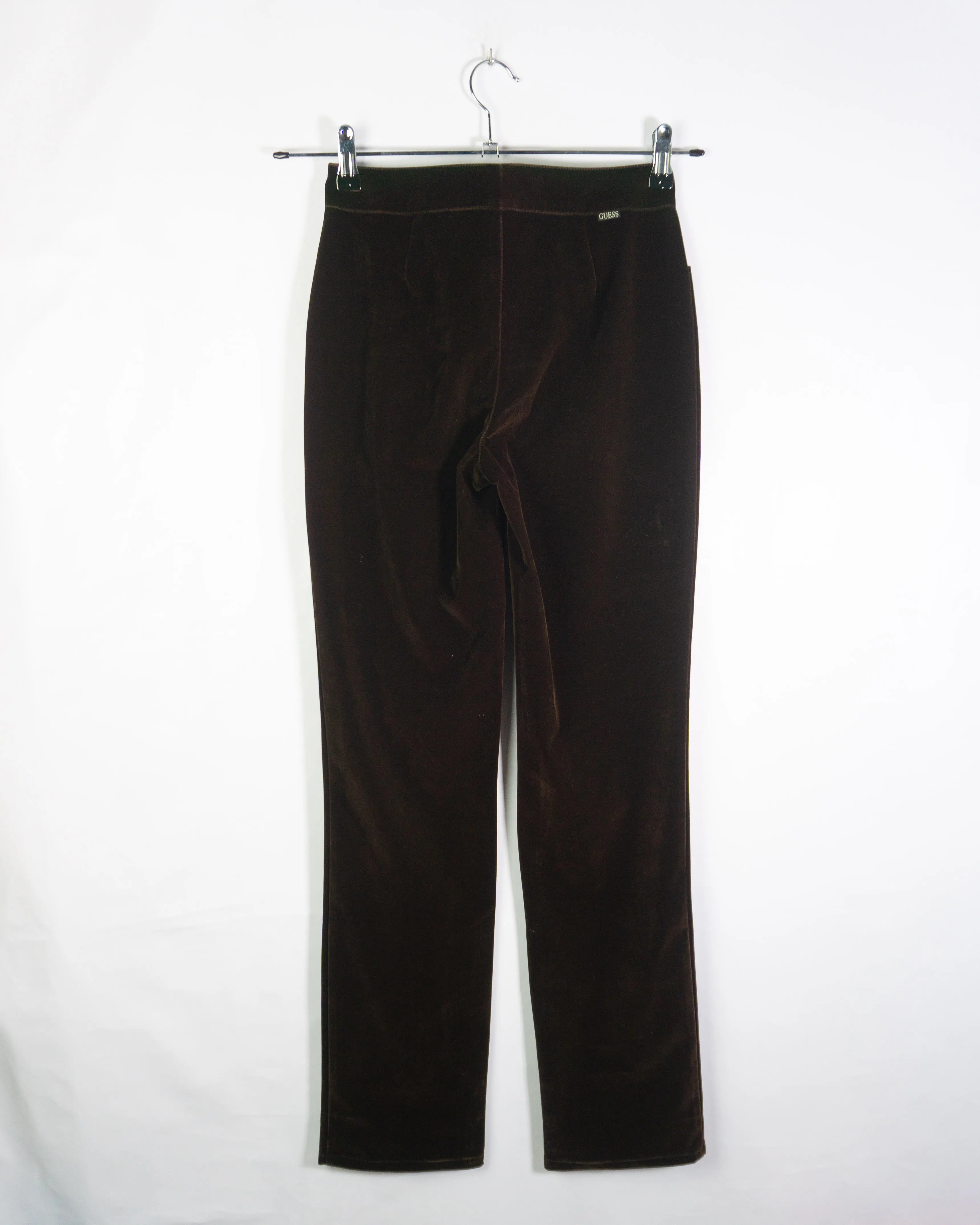 Pantalón Guess Jeans Terciopelo Marrón 90s Mujer — Talla W26