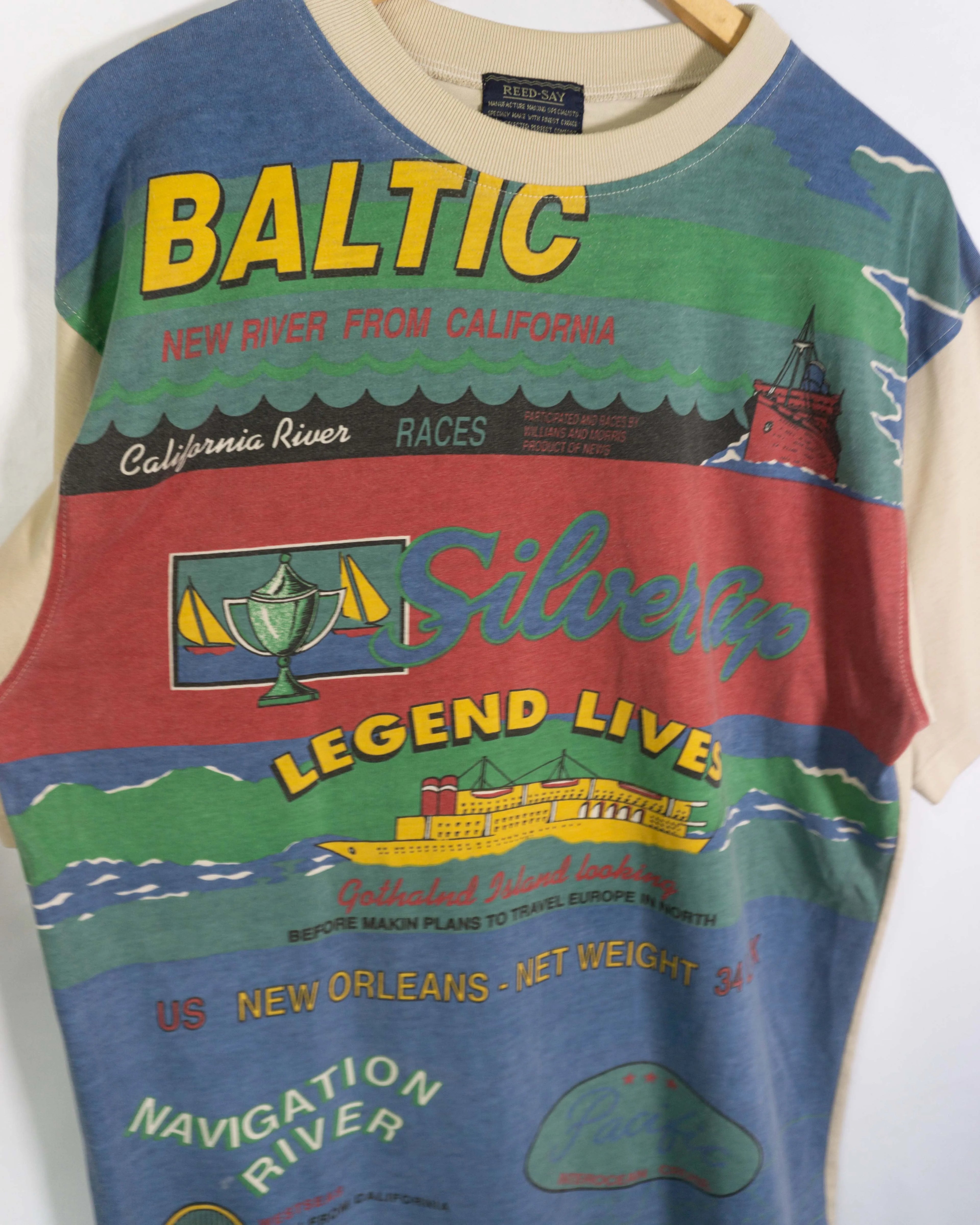 Camiseta Baltic Náutica Multicolor Vintage 90s — Talla L