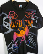Camiseta Led Zeppelin Zoso Negro Hanes Vintage 90s — Talla XL