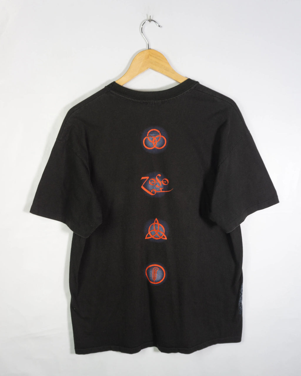 Camiseta Led Zeppelin Zoso Negro Hanes Vintage 90s — Talla XL