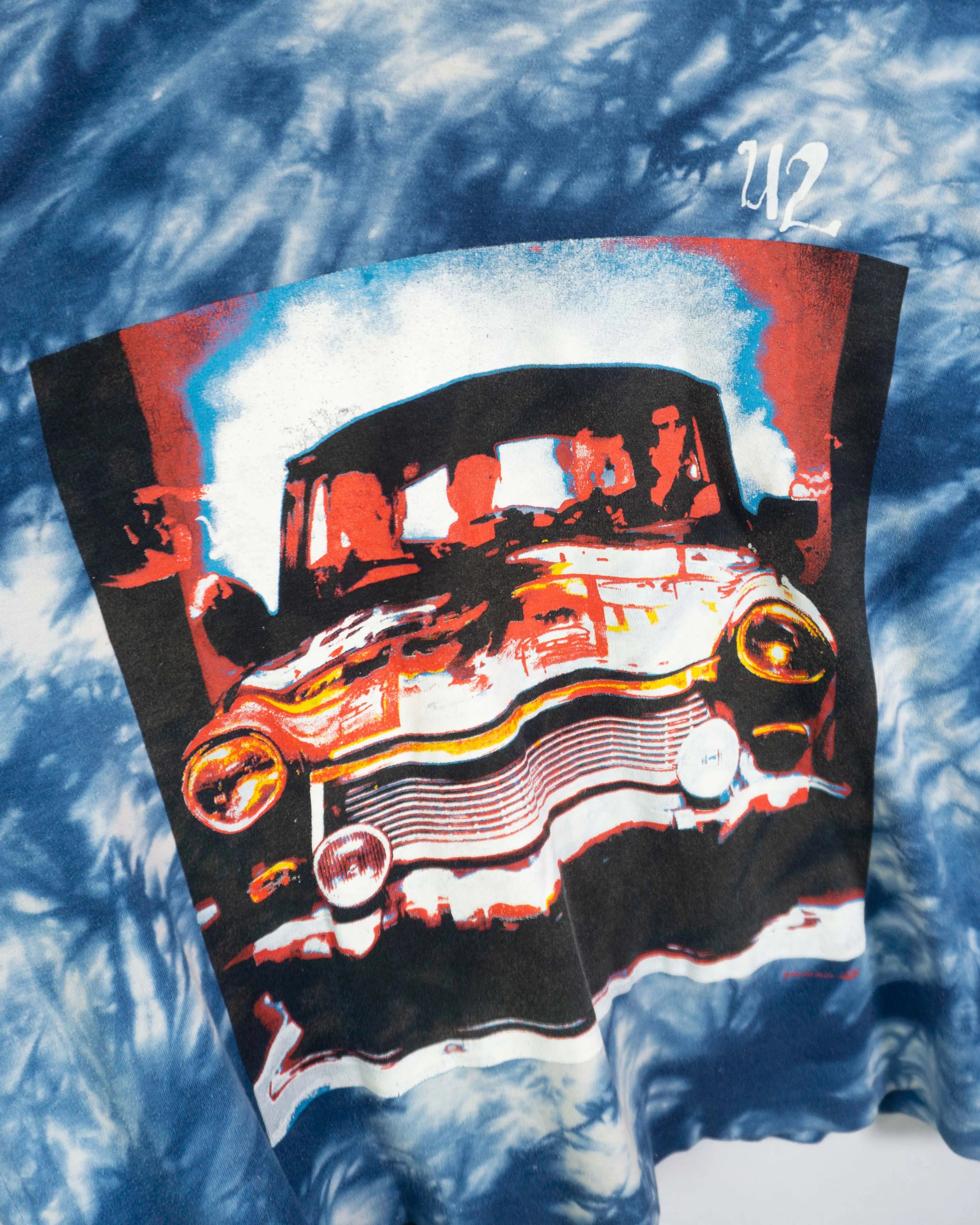 Camiseta Manga Larga U2 Achtung Baby Tie-Dye Azul Vintage 90s — Talla XL