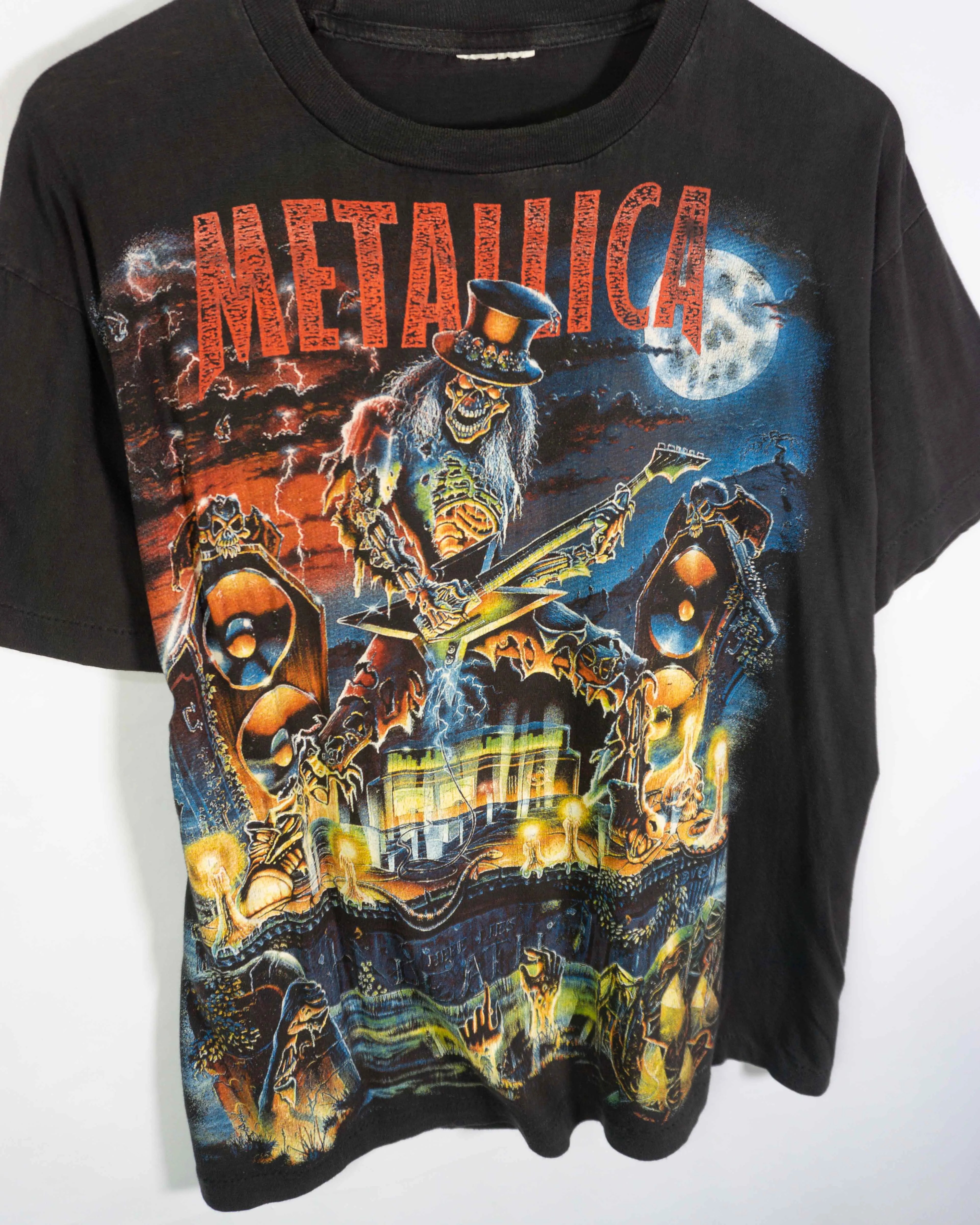 Camiseta Metallica Calavera Negro Vintage 90s — Talla M
