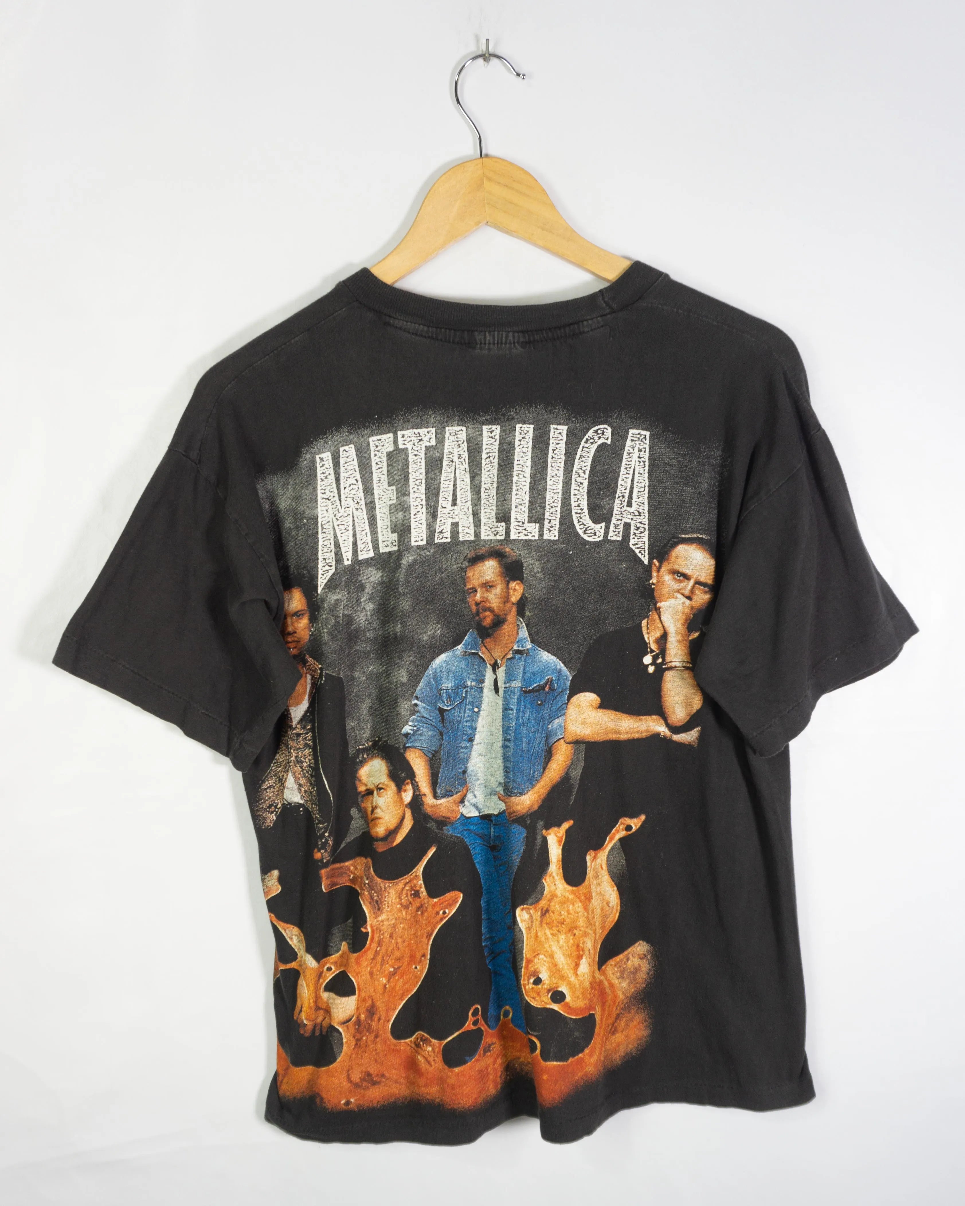 Camiseta Metallica Calavera Negro Vintage 90s — Talla M