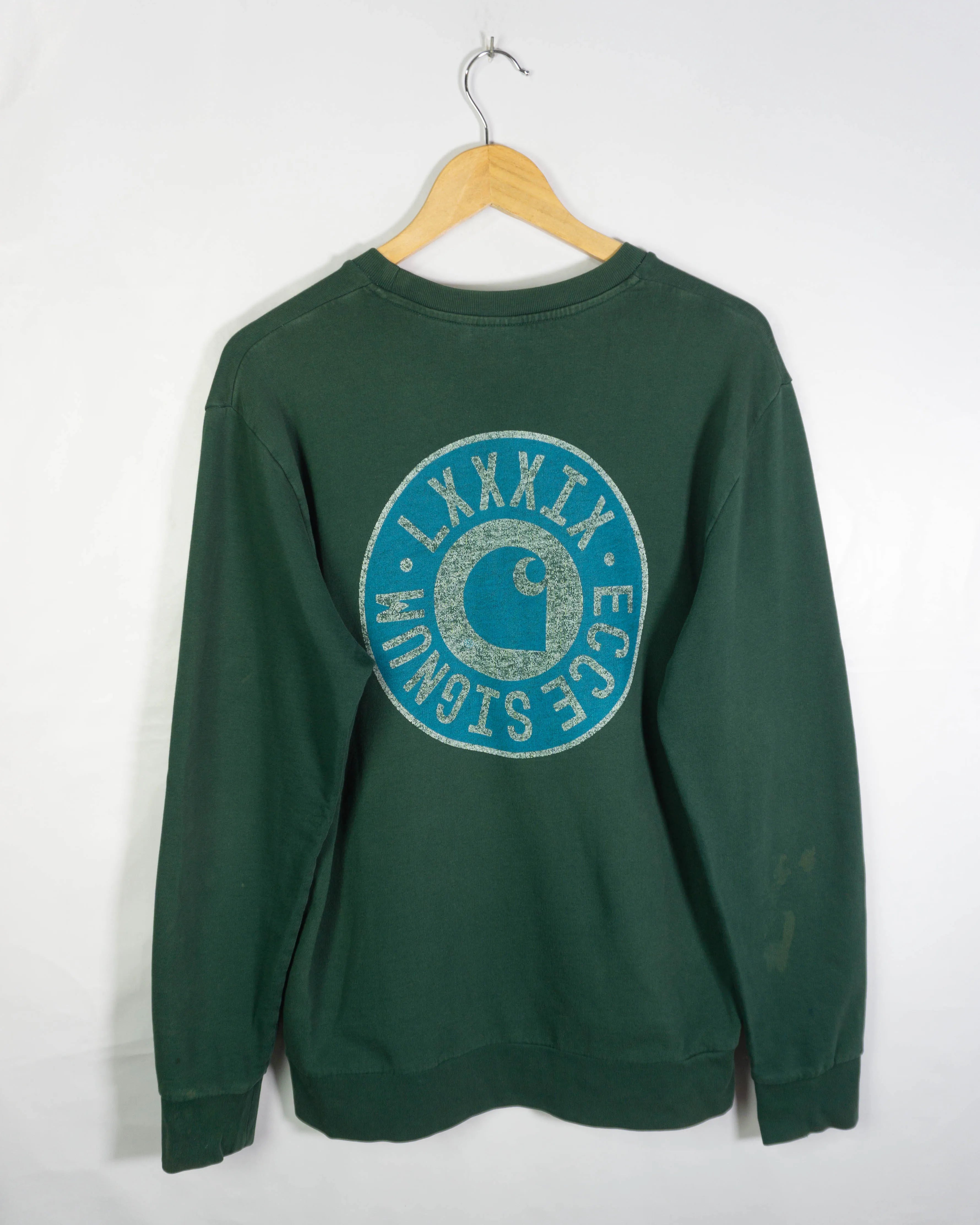 Sudadera Carhartt Cuello Redondo Verde Botella — Talla L