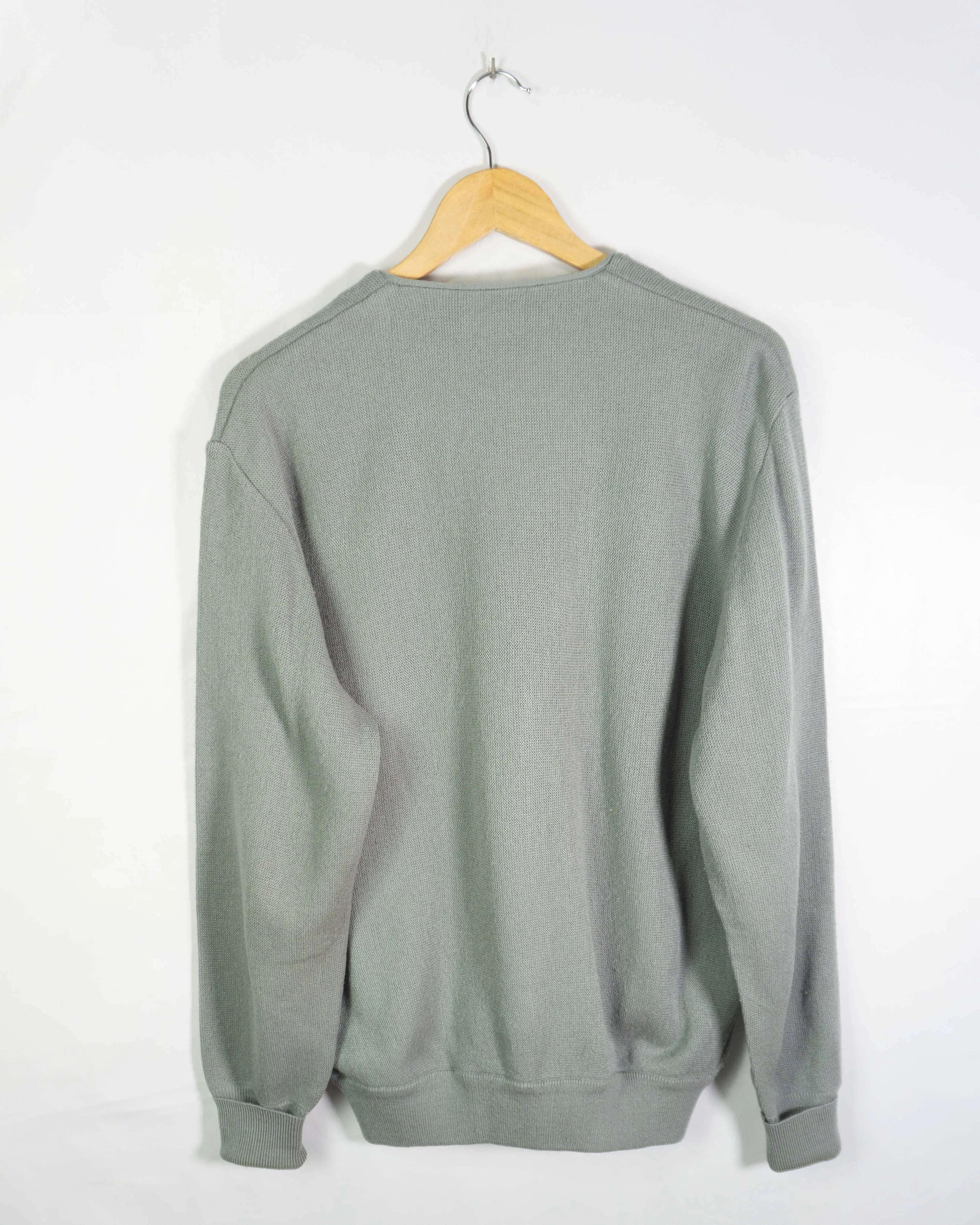 Cardigan Lacoste Chemise Verde Salvia Vintage 90s — Talla L