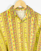 Camisa Amarilla Geométrica Vintage 80s Estampado — Talla S