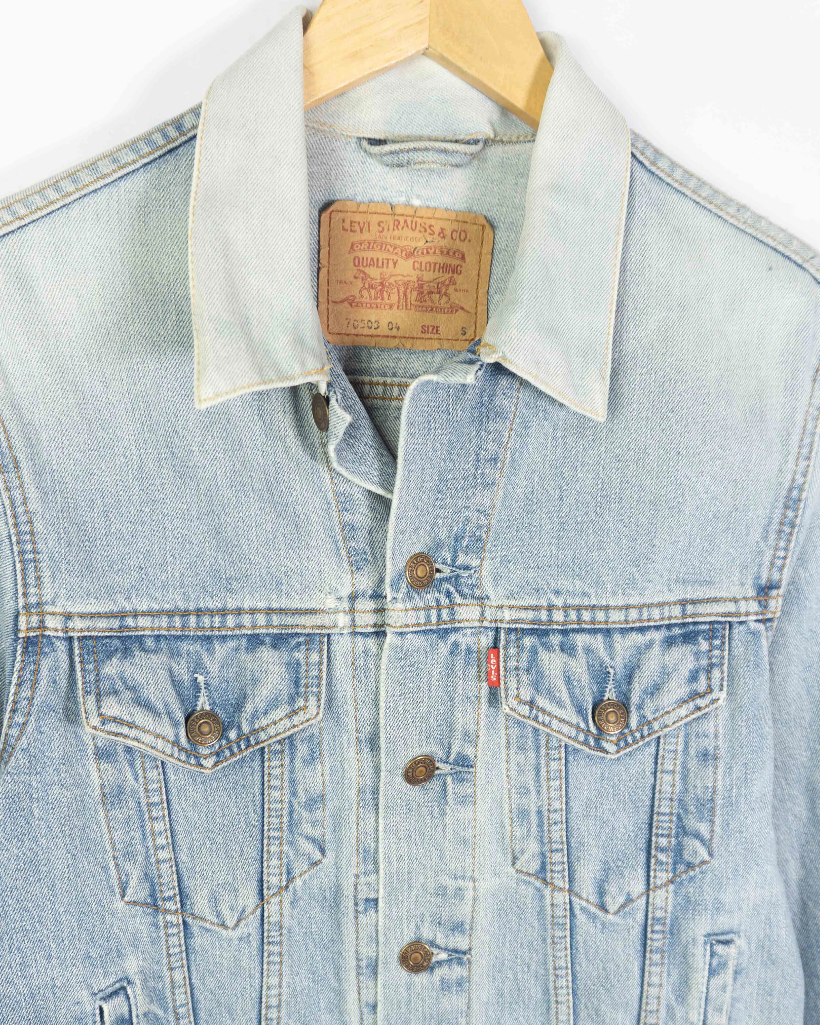 Chaqueta Levi's Light Wash Azul Vintage 90s — Talla S