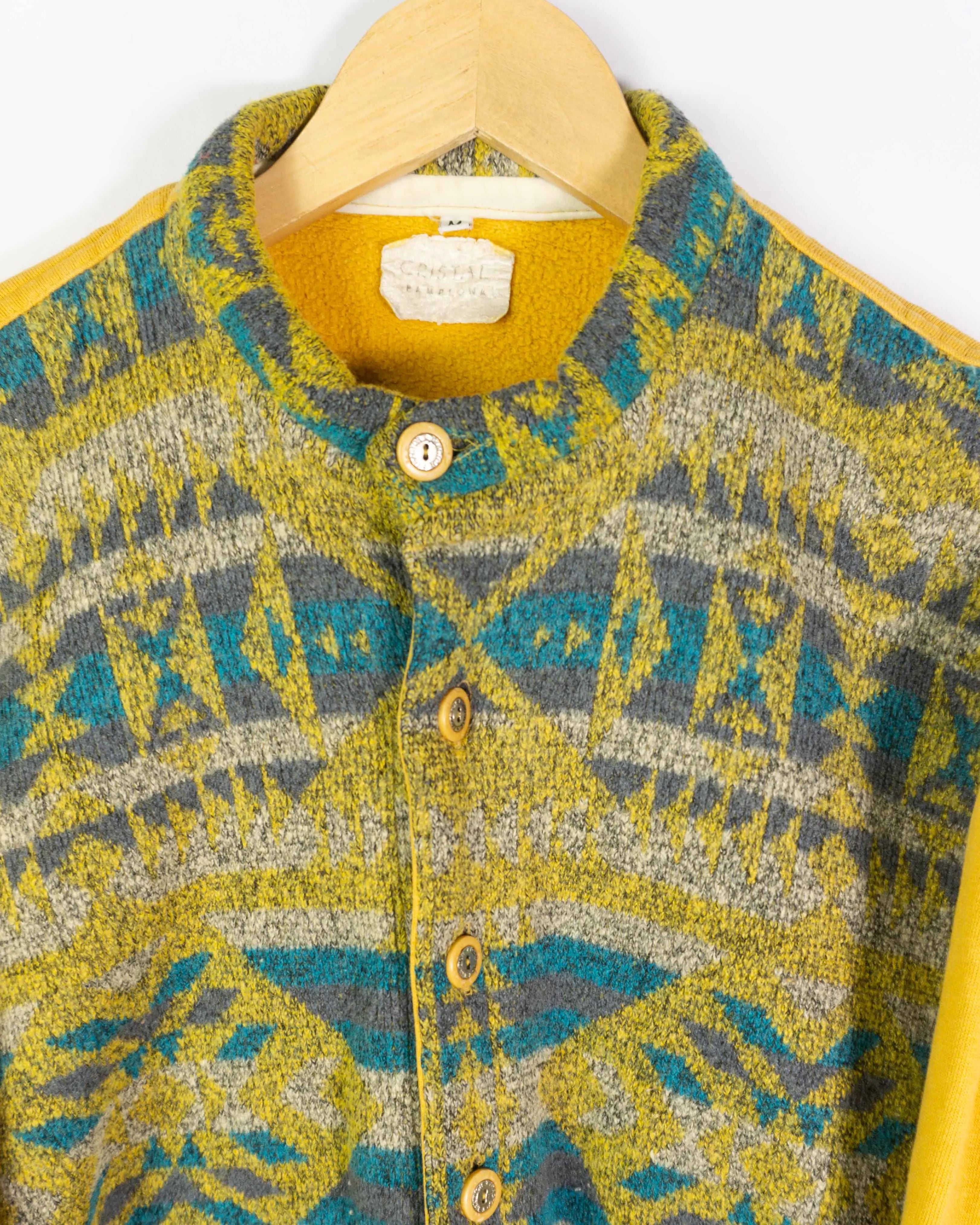 Chaqueta Geométrica Amarilla Vintage 90s Mujer — Talla M