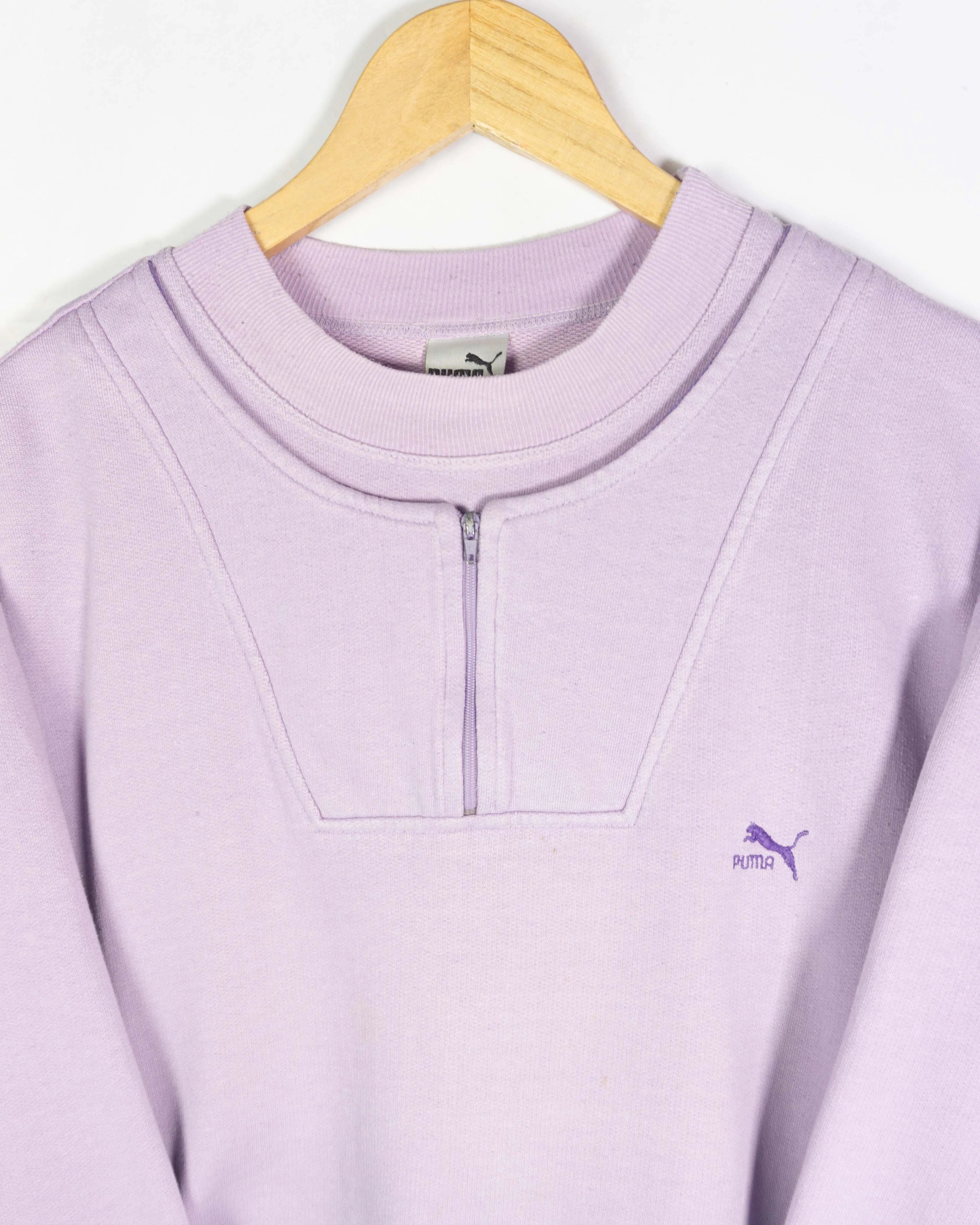 Sudadera Puma Cremallera Lila Vintage 90s — Talla M
