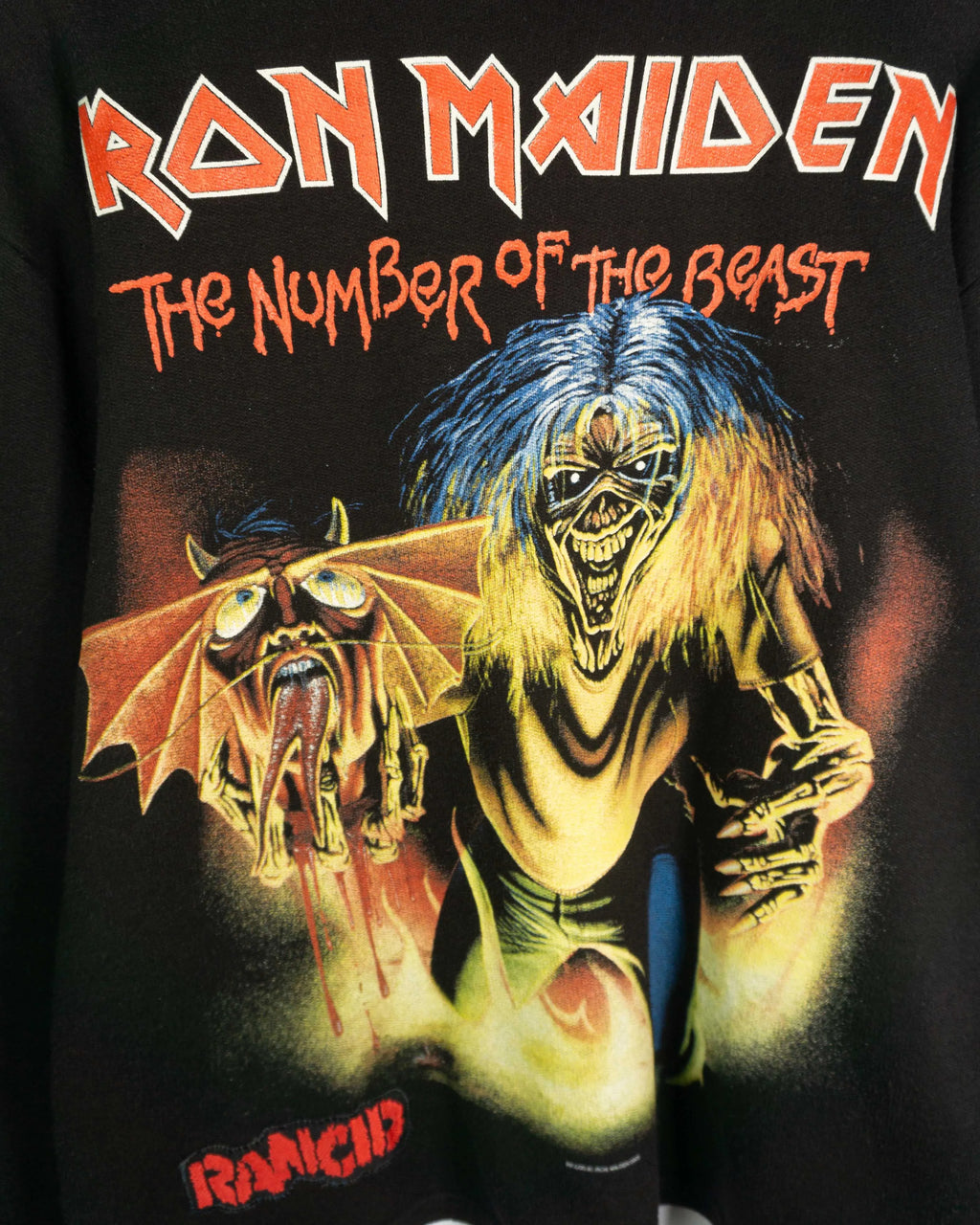 Sudadera Iron Maiden Number Beast Negra Vintage 90s — Talla M