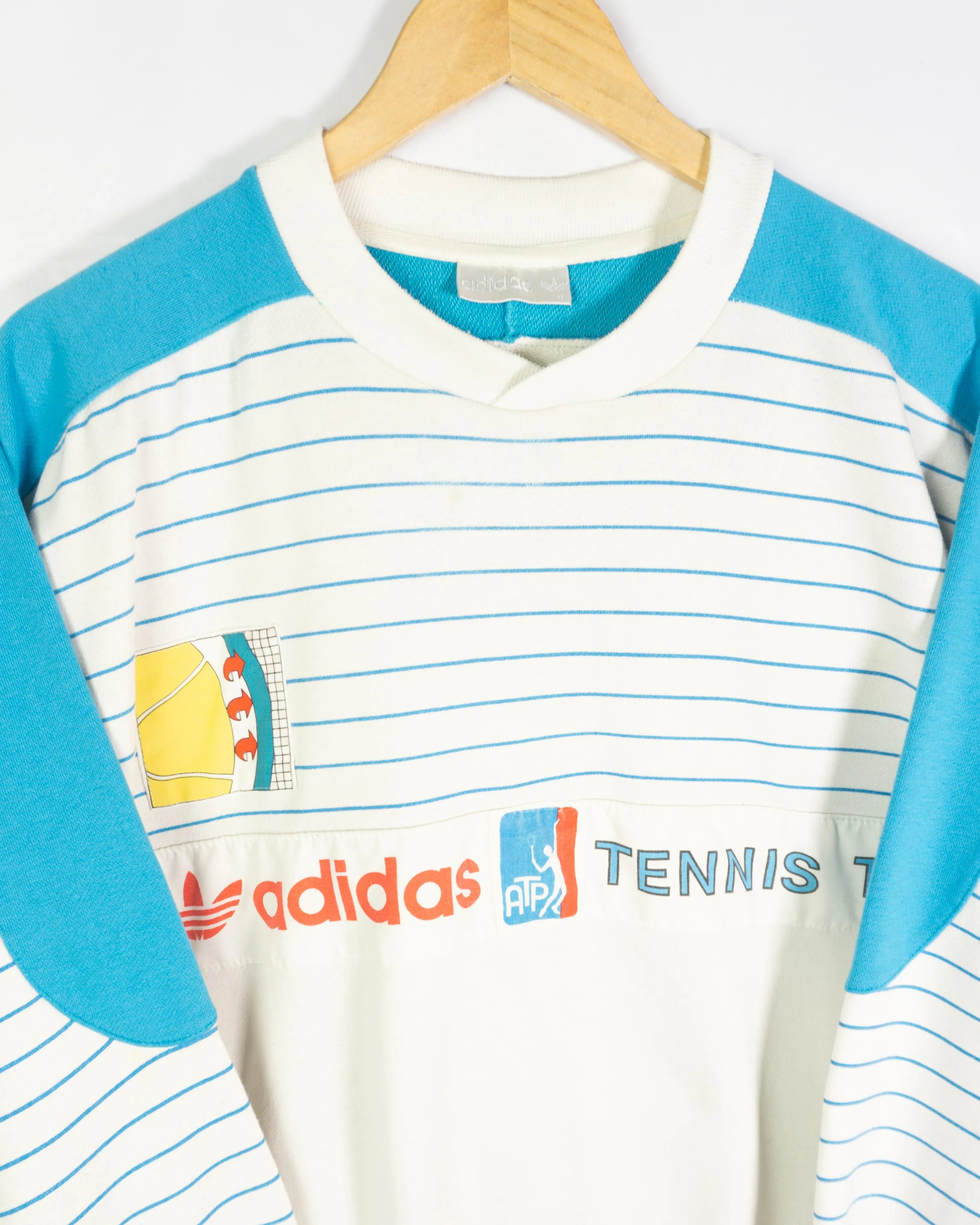 Sudadera Adidas Tennis ATP Rayada Vintage 90s — Talla M