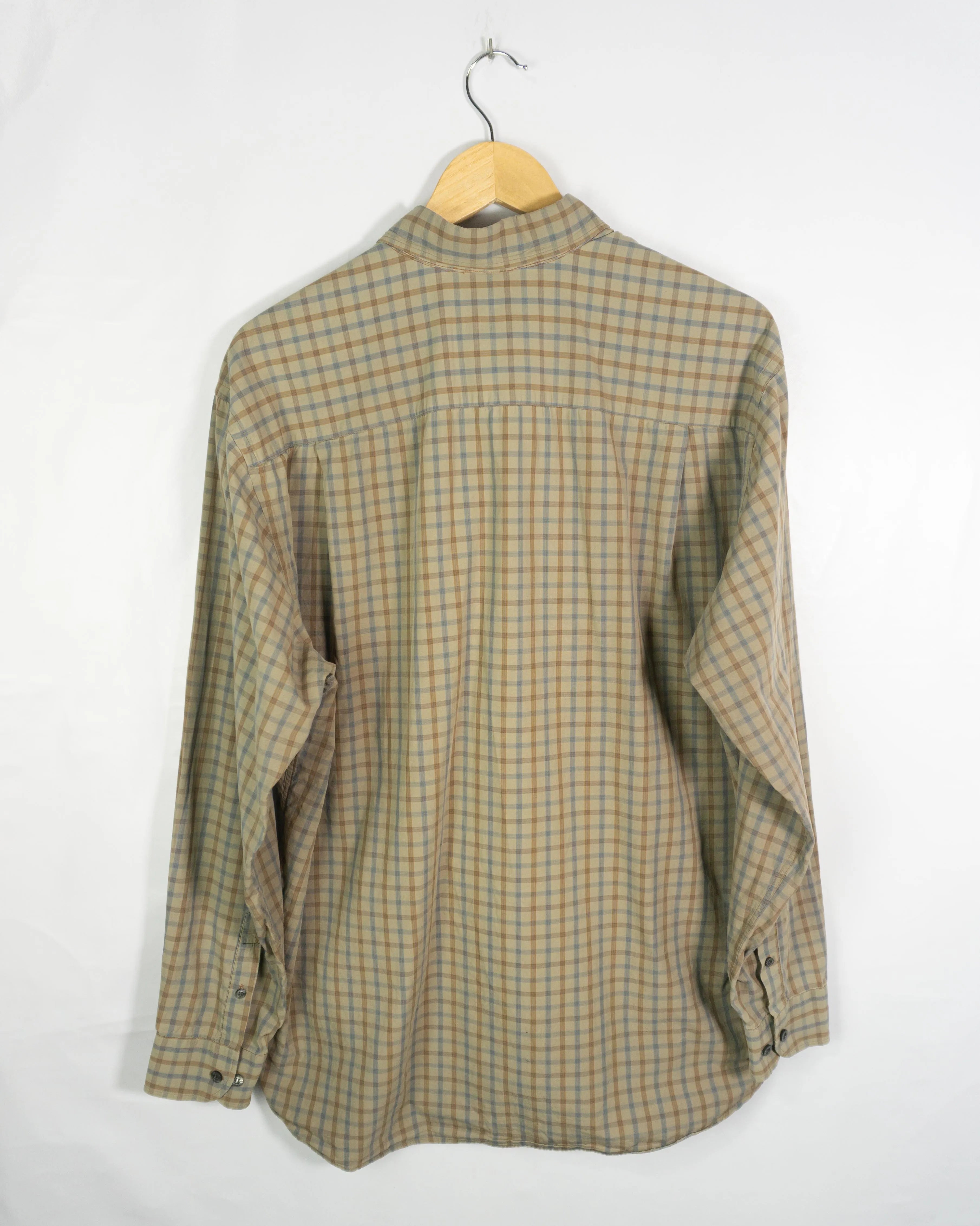Camisa Lacoste Cuadros Beige Vintage 00s — Talla XL