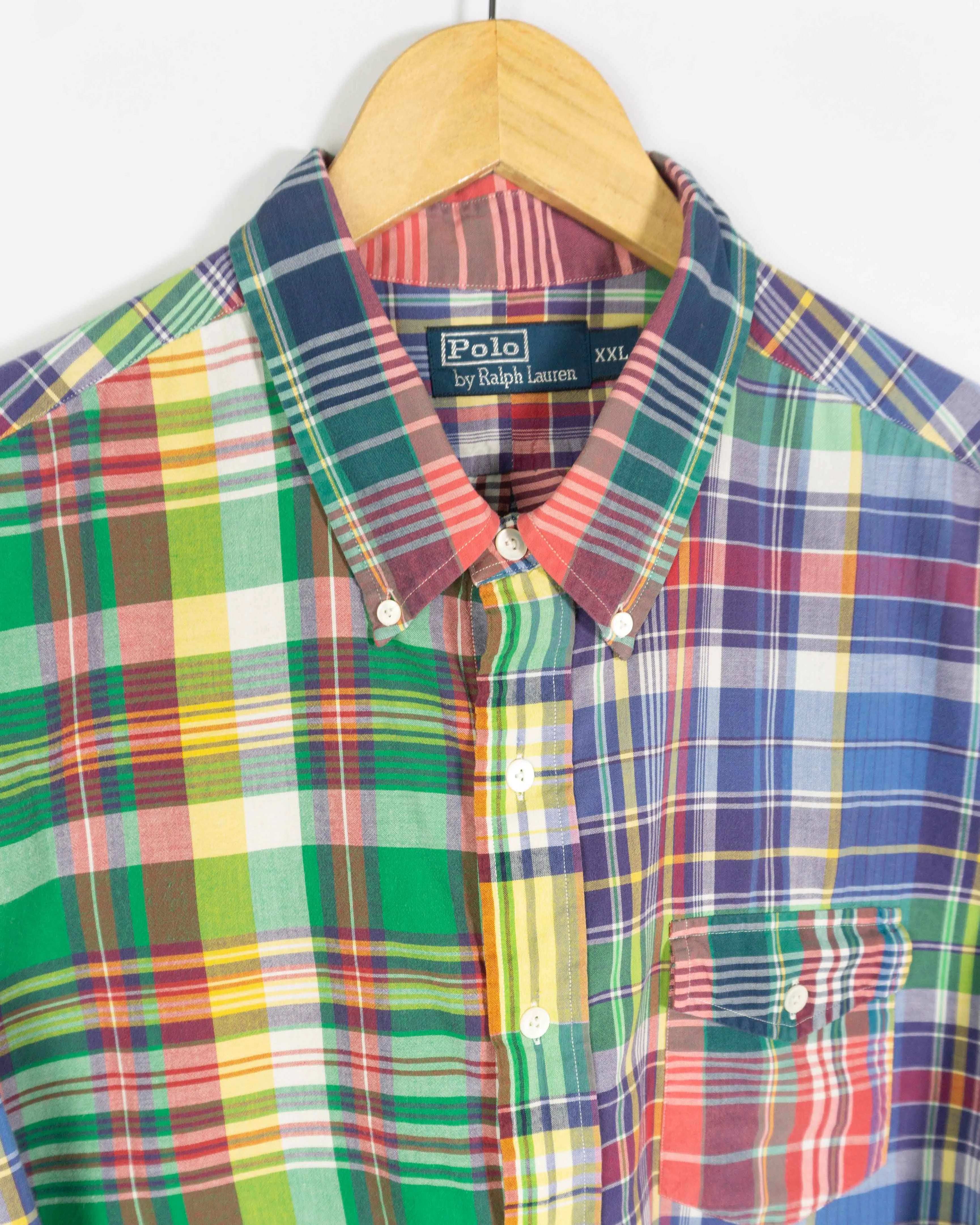 Camisa Polo Ralph Lauren Madras Multicolor 90s — Talla XXL