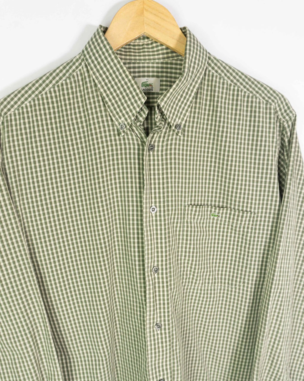 Camisa Lacoste Vichy Verde Vintage 00s — Talla L
