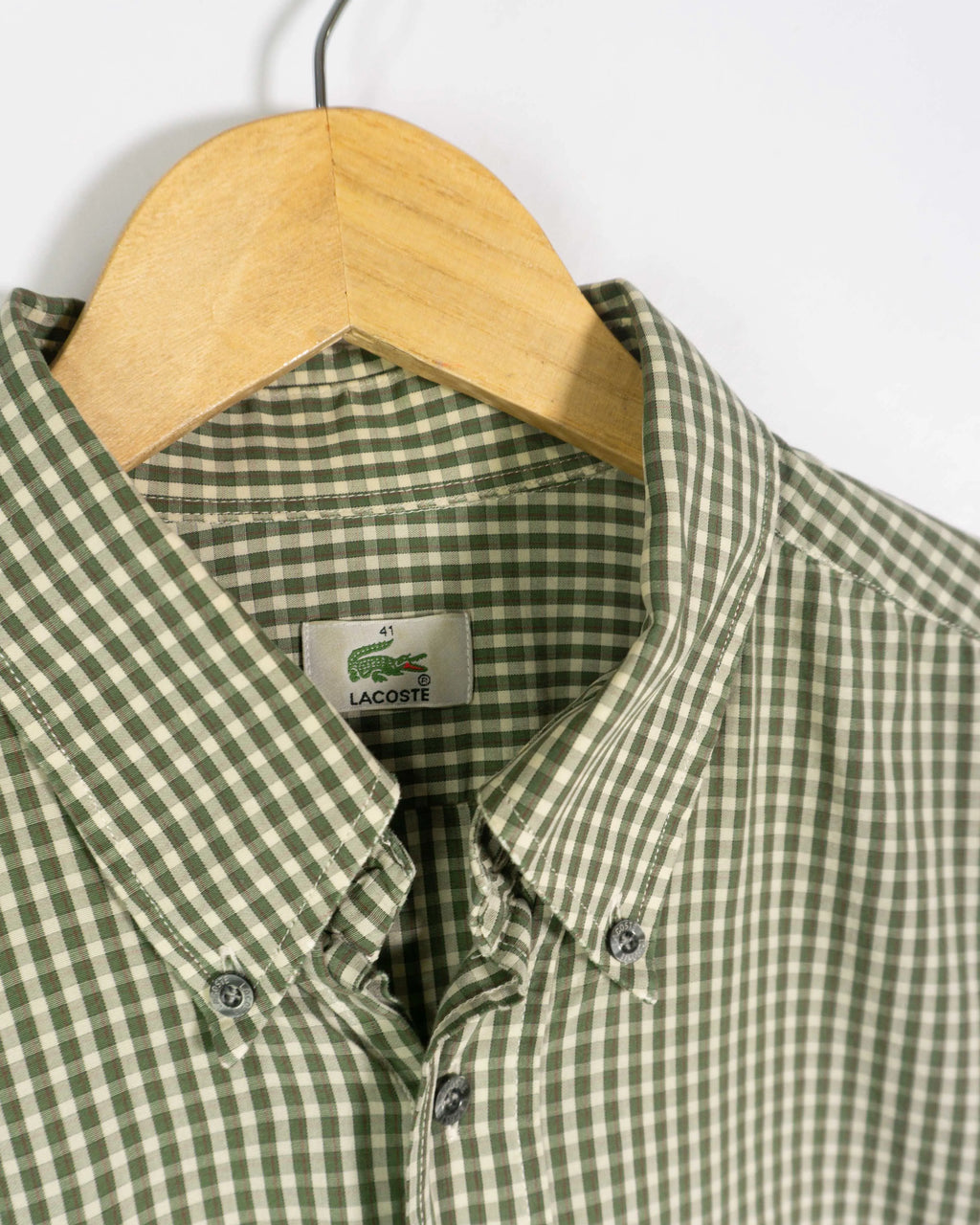 Camisa Lacoste Vichy Verde Vintage 00s — Talla L