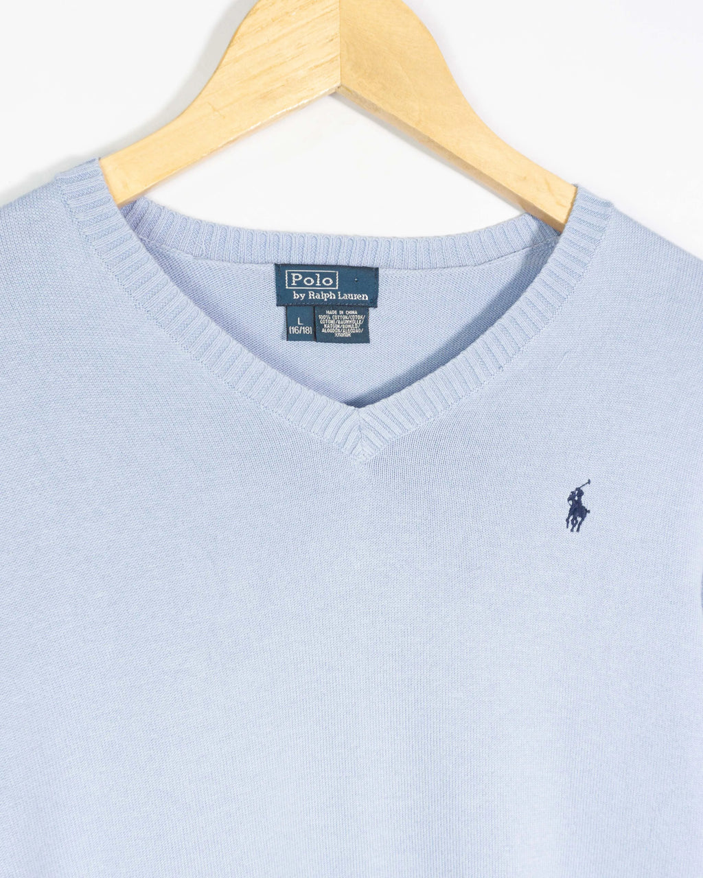 Jersey Ralph Lauren Cuello V Azul Celeste Mujer — Talla S