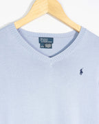 Jersey Ralph Lauren Cuello V Azul Celeste Mujer — Talla S