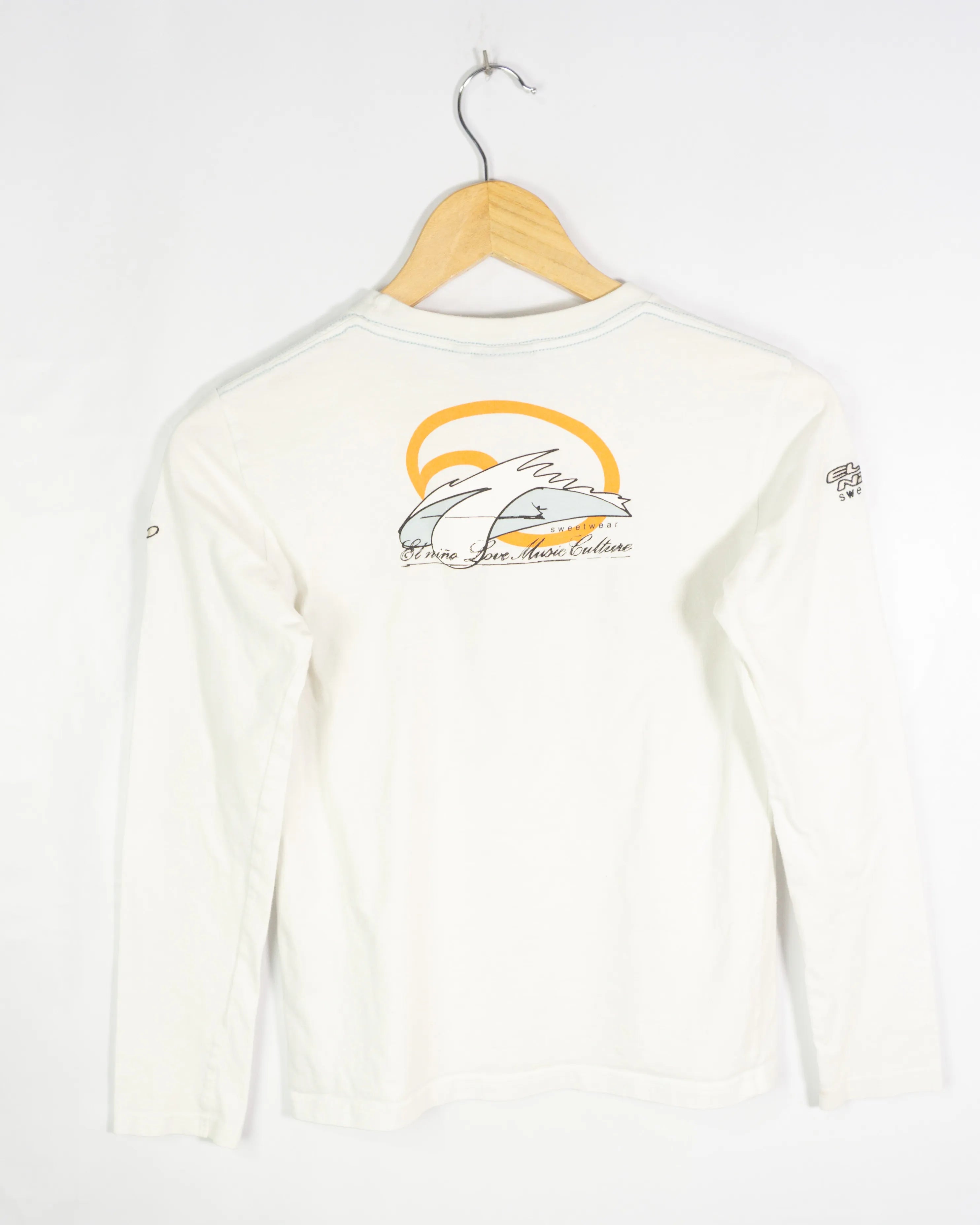 Camiseta El Niño Manga Larga Blanca Vintage 00s Mujer — Talla S