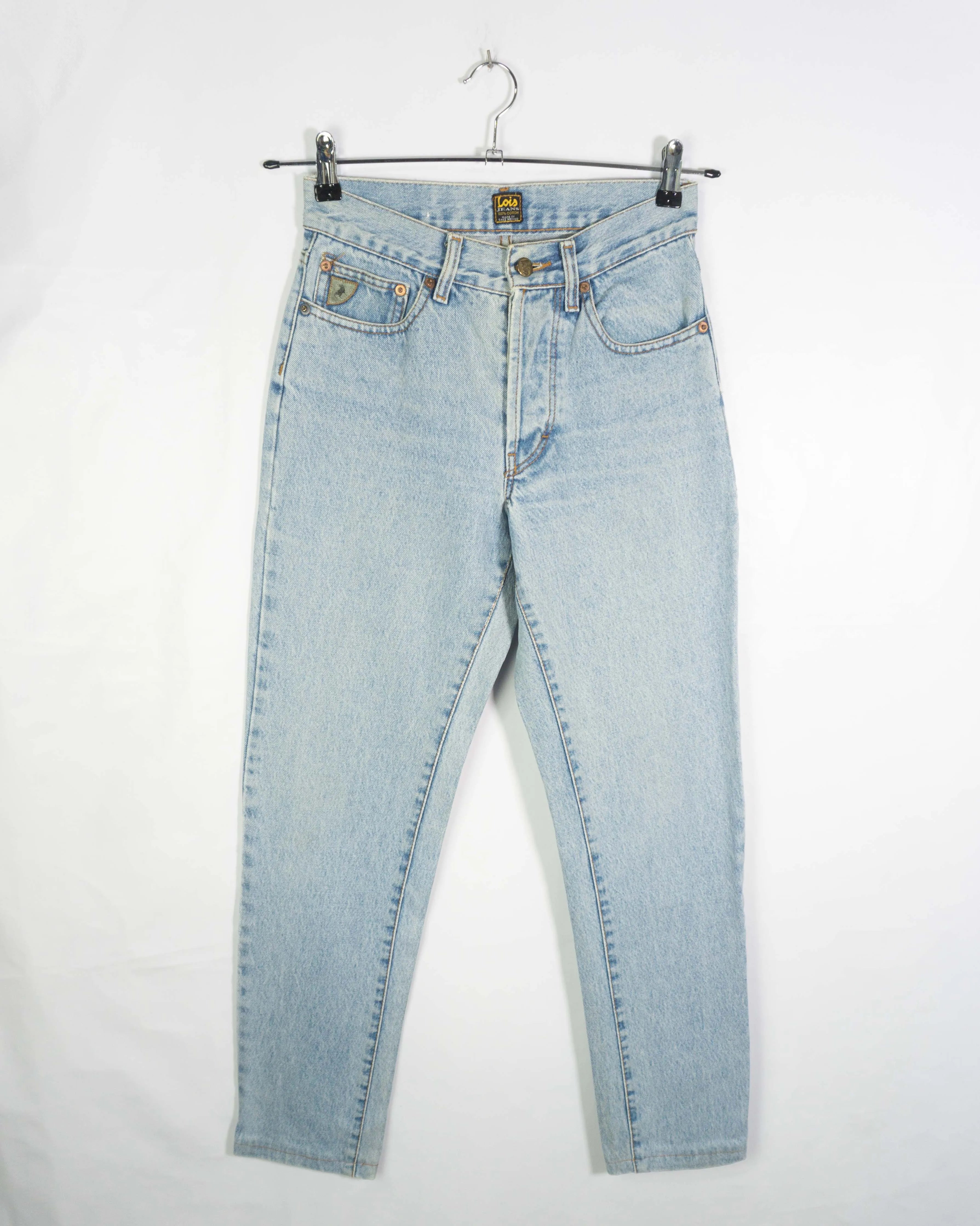 Jeans Lois Denim Claro Tiro Alto Vintage 90s — Talla 37