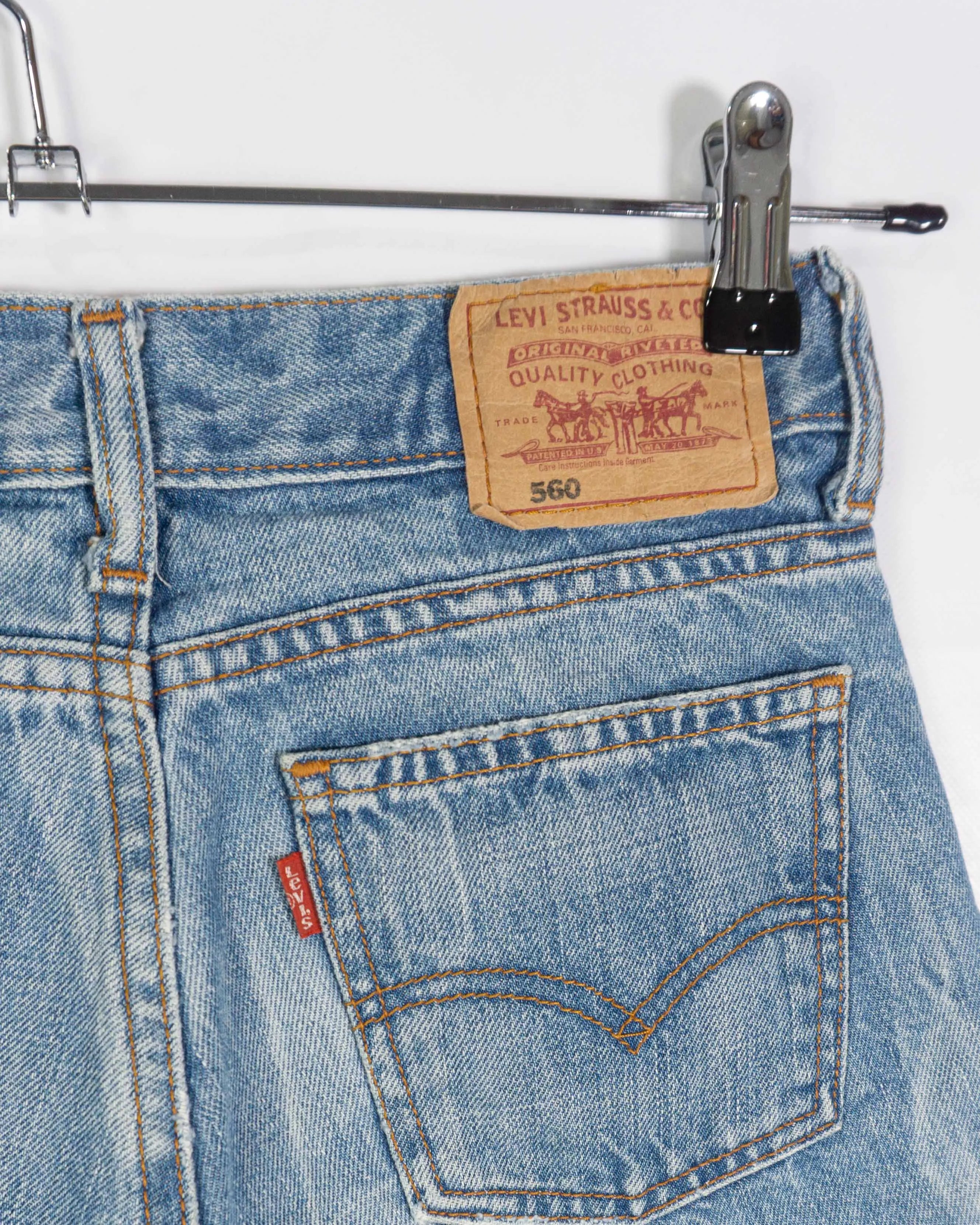 Shorts Levi's 560 Denim Claro Cortados Vintage Mujer — Talla S