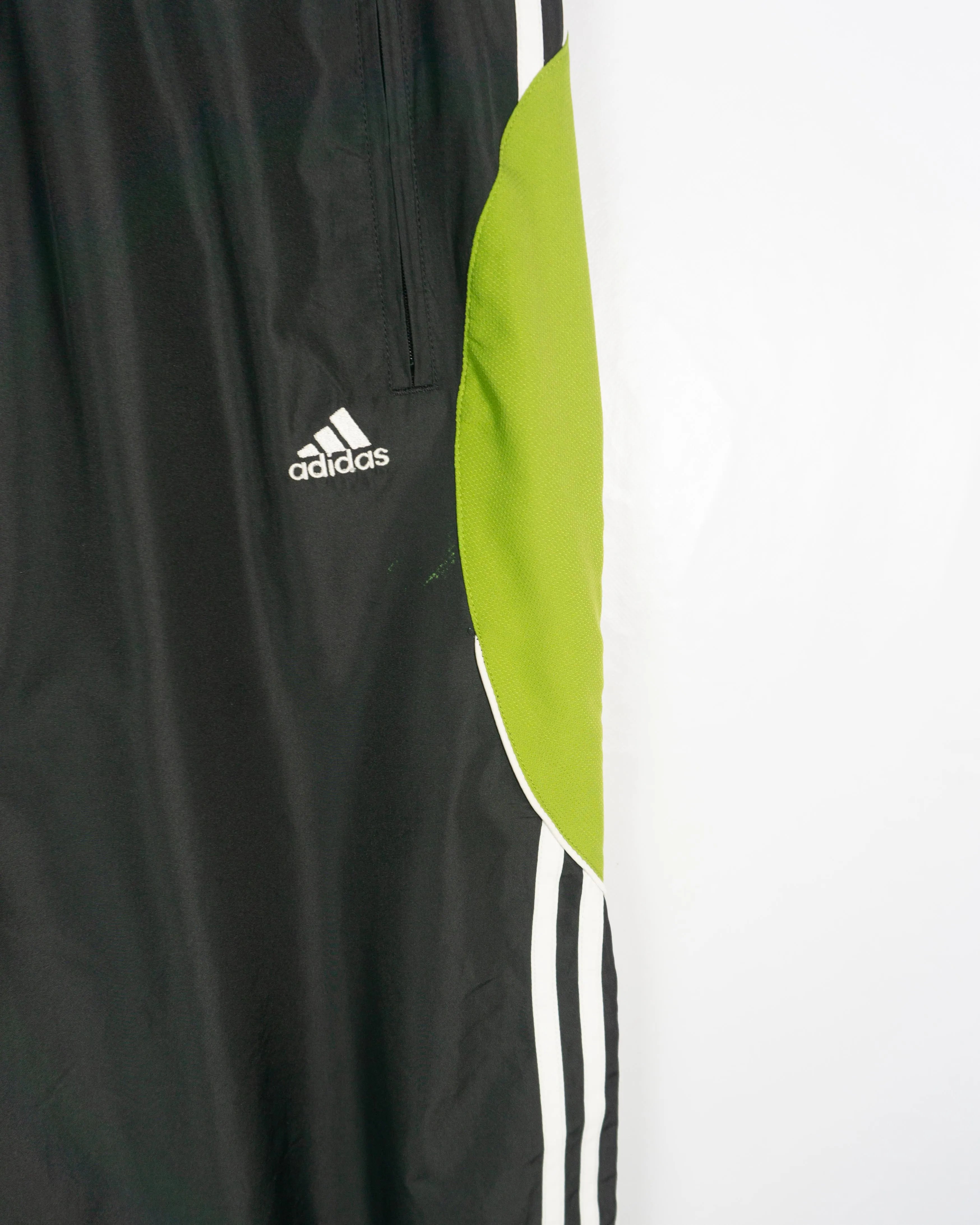 Pantalón Adidas Negro Verde Lima Vintage 00s — Talla L