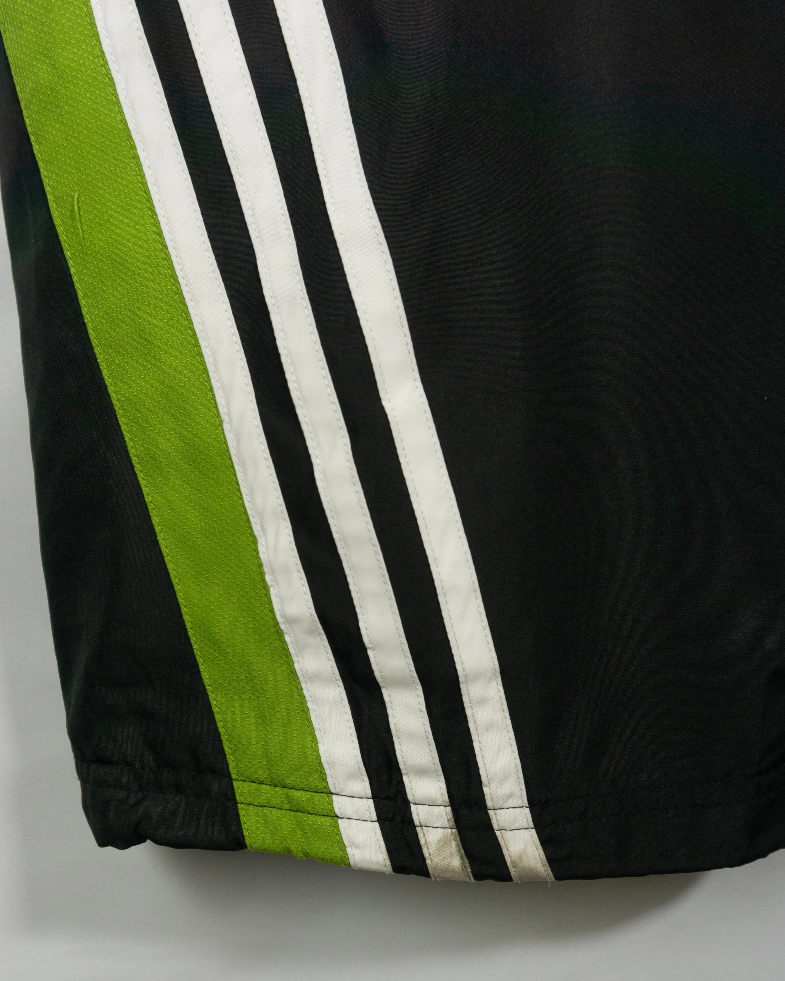 Pantalón Adidas Negro Verde Lima Vintage 00s — Talla L