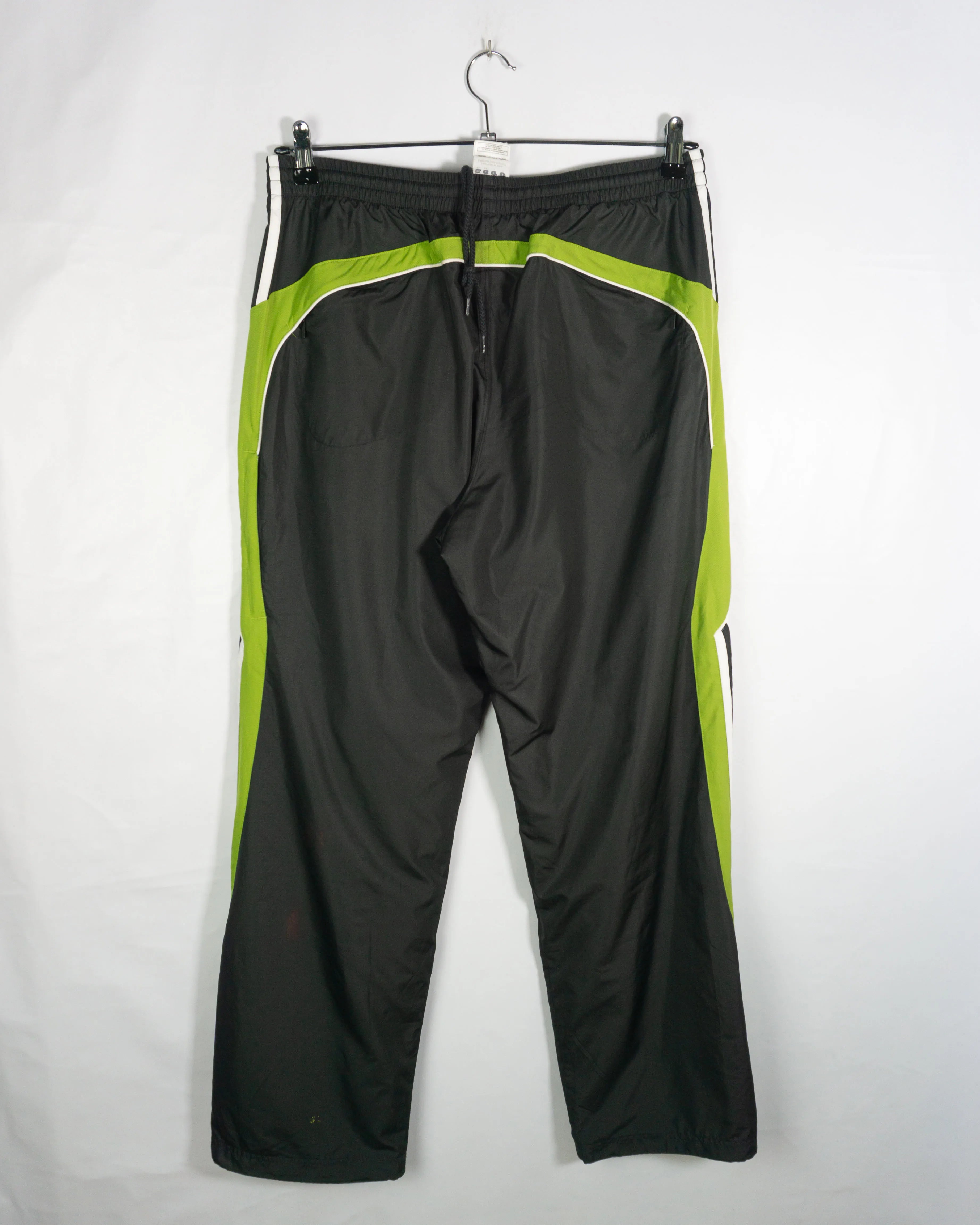 Pantalón Adidas Negro Verde Lima Vintage 00s — Talla L