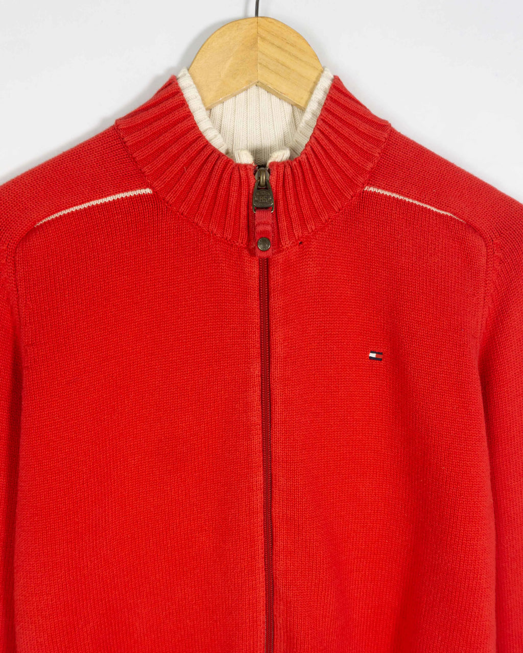 Jersey Tommy Hilfiger Cremallera Rojo Vintage 00s — Talla S