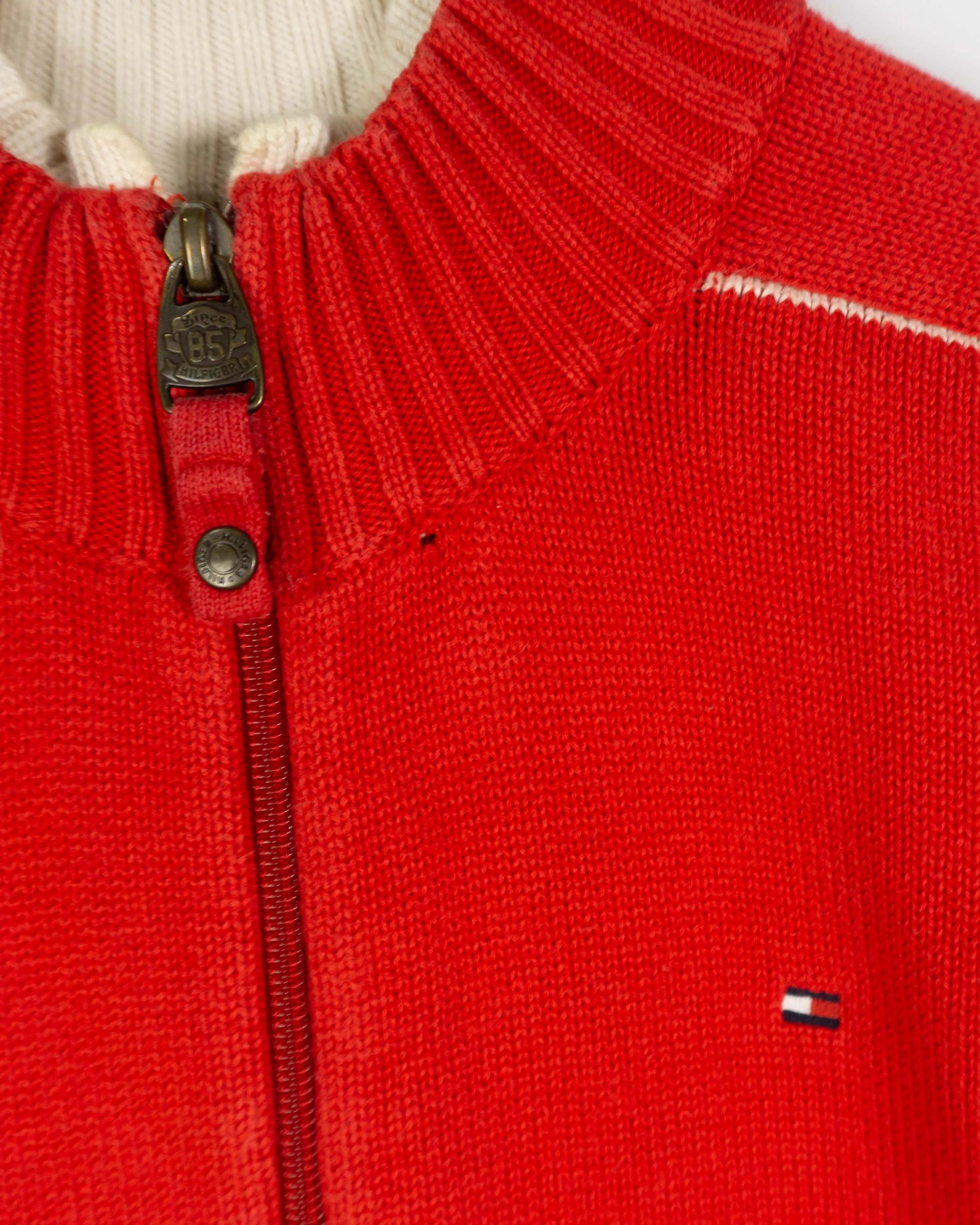 Jersey Tommy Hilfiger Cremallera Rojo Vintage 00s — Talla S