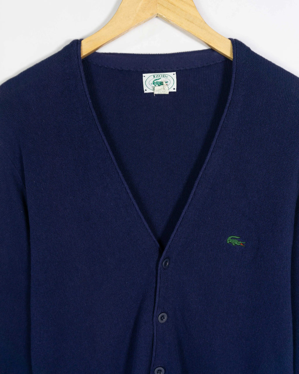 Cárdigan Izod Lacoste Azul Marino Vintage 80s — Talla M