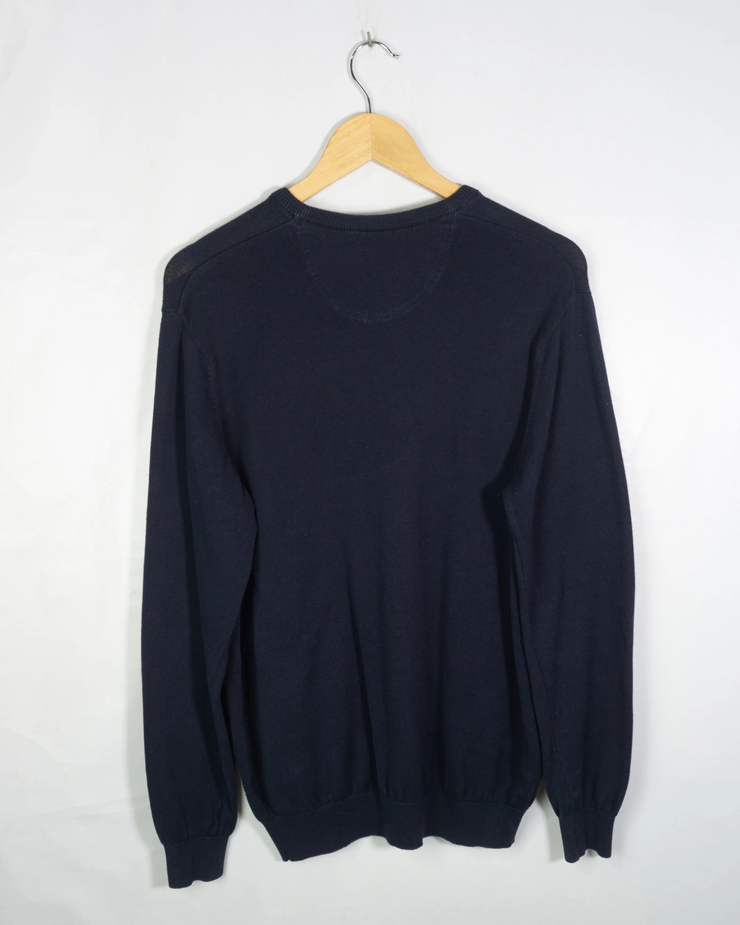 Jersey Lacoste Cuello V Azul Marino Punto Fino — Talla L