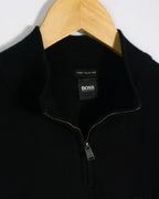Jersey Hugo Boss Media Cremallera Negro — Talla XL