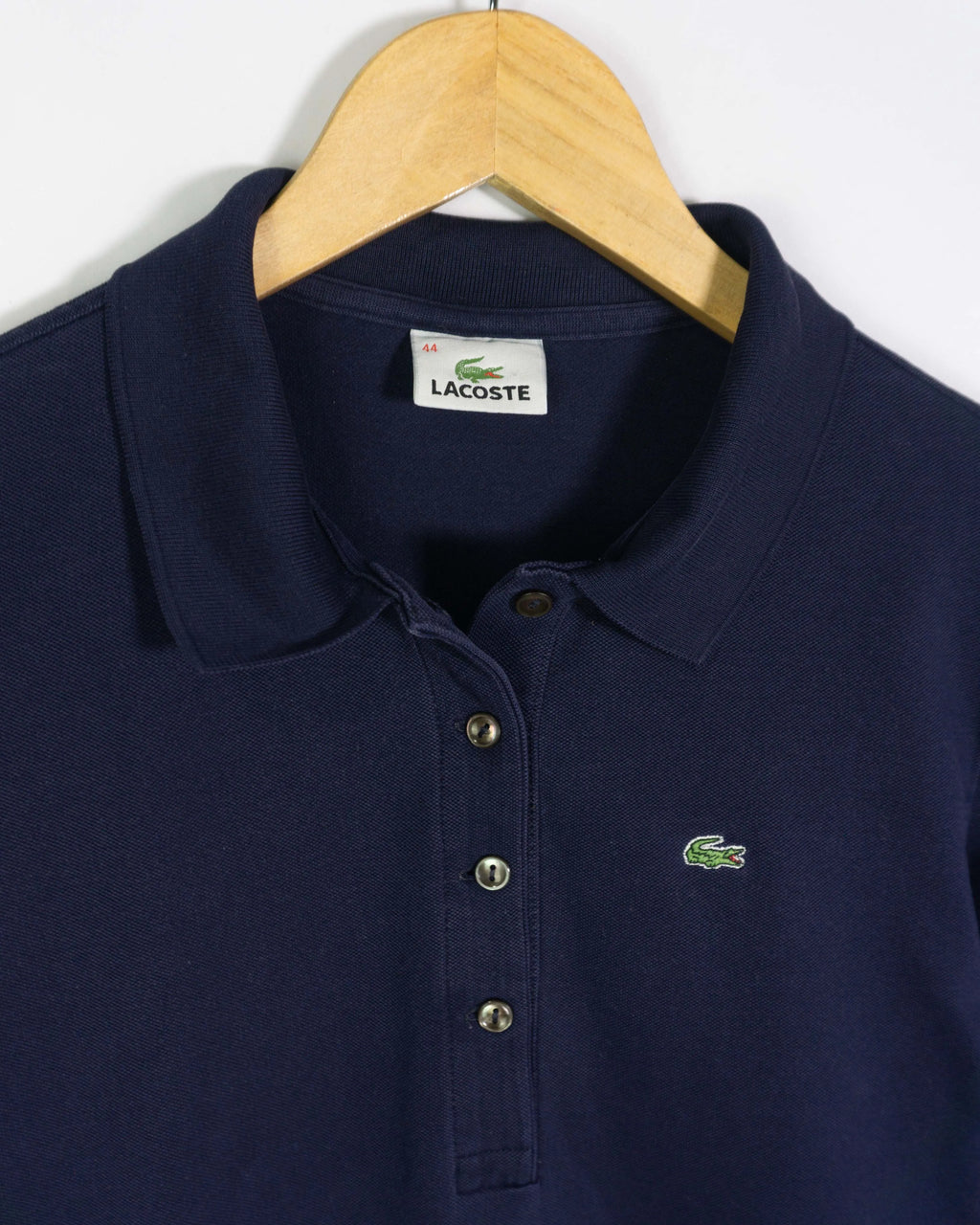 Polo Lacoste Manga Larga Azul Marino Mujer — Talla L