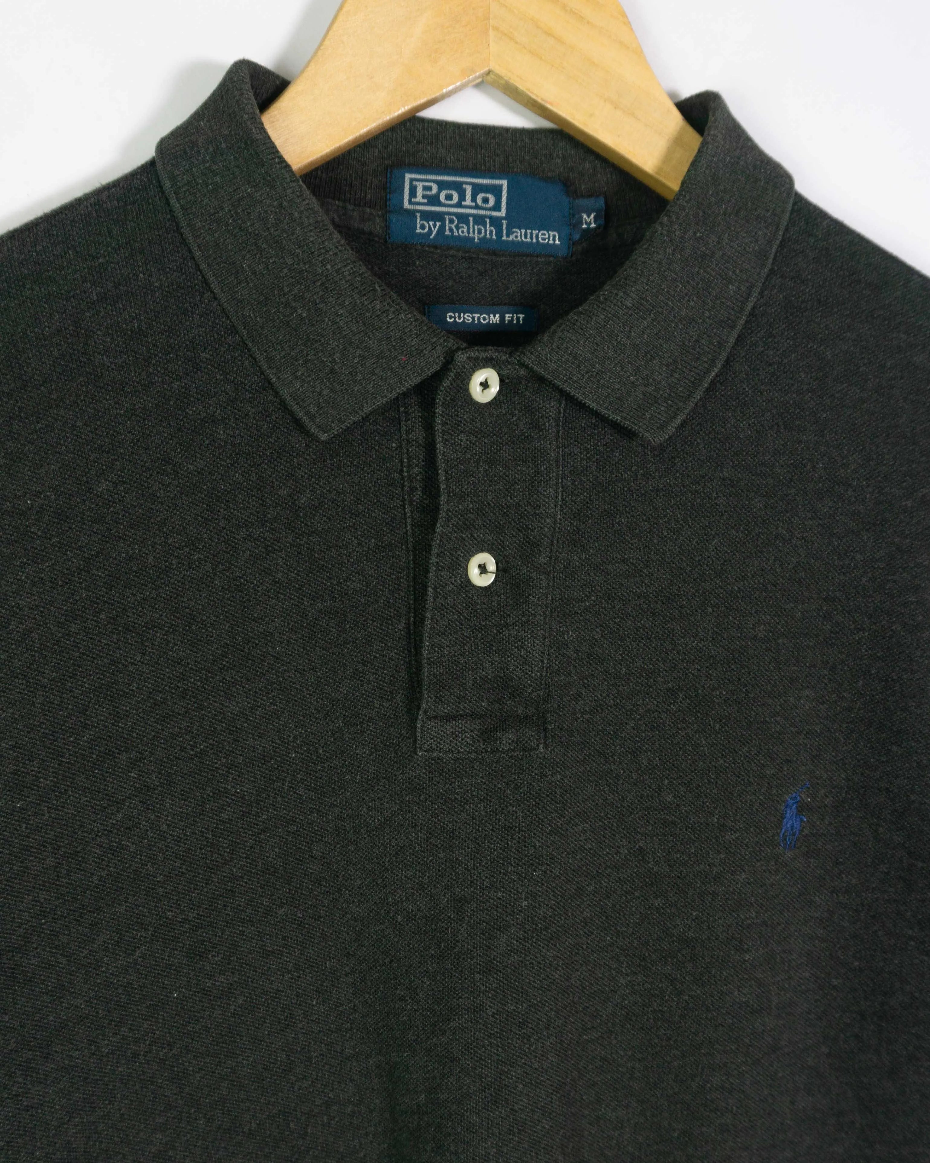 Polo Ralph Lauren Manga Larga Gris Oscuro — Talla S