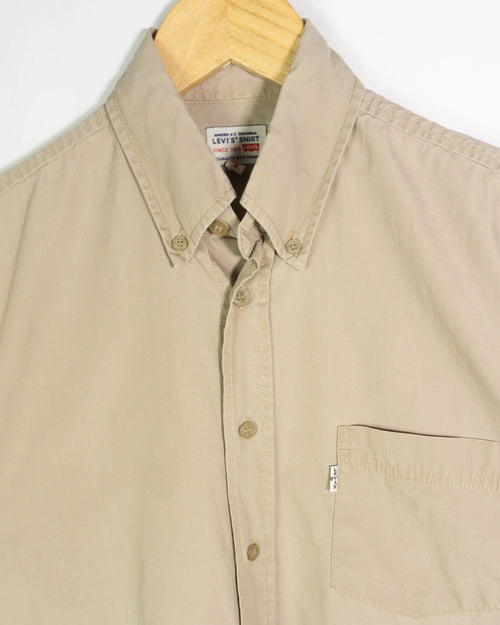 Camisa Levi's Manga Corta Beige Vintage 00s — Talla S