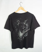 Camiseta Rock Calavera Guitarra Negra Fade — Talla L
