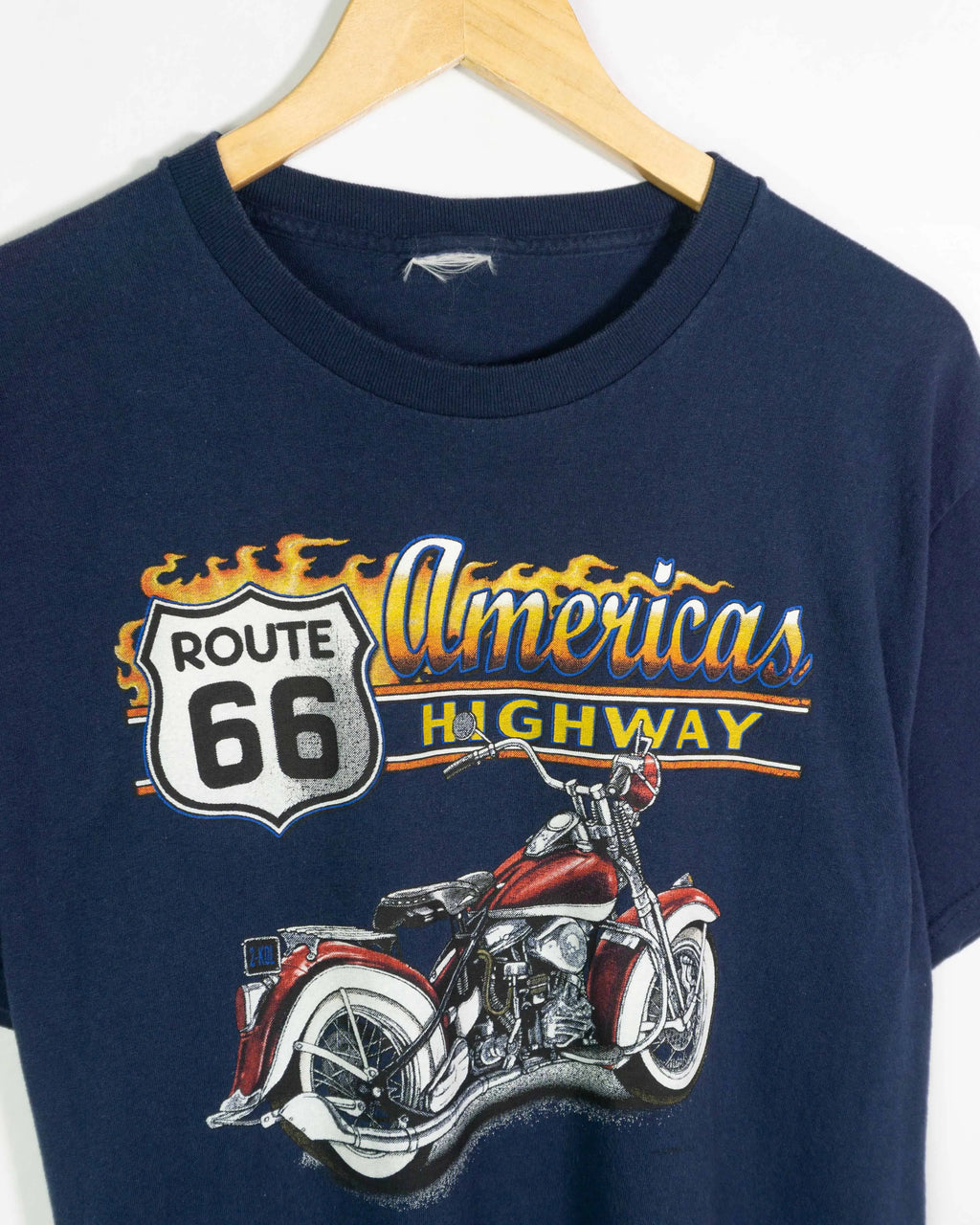 Camiseta Route 66 Americas Highway Azul Marino Vintage — Talla L