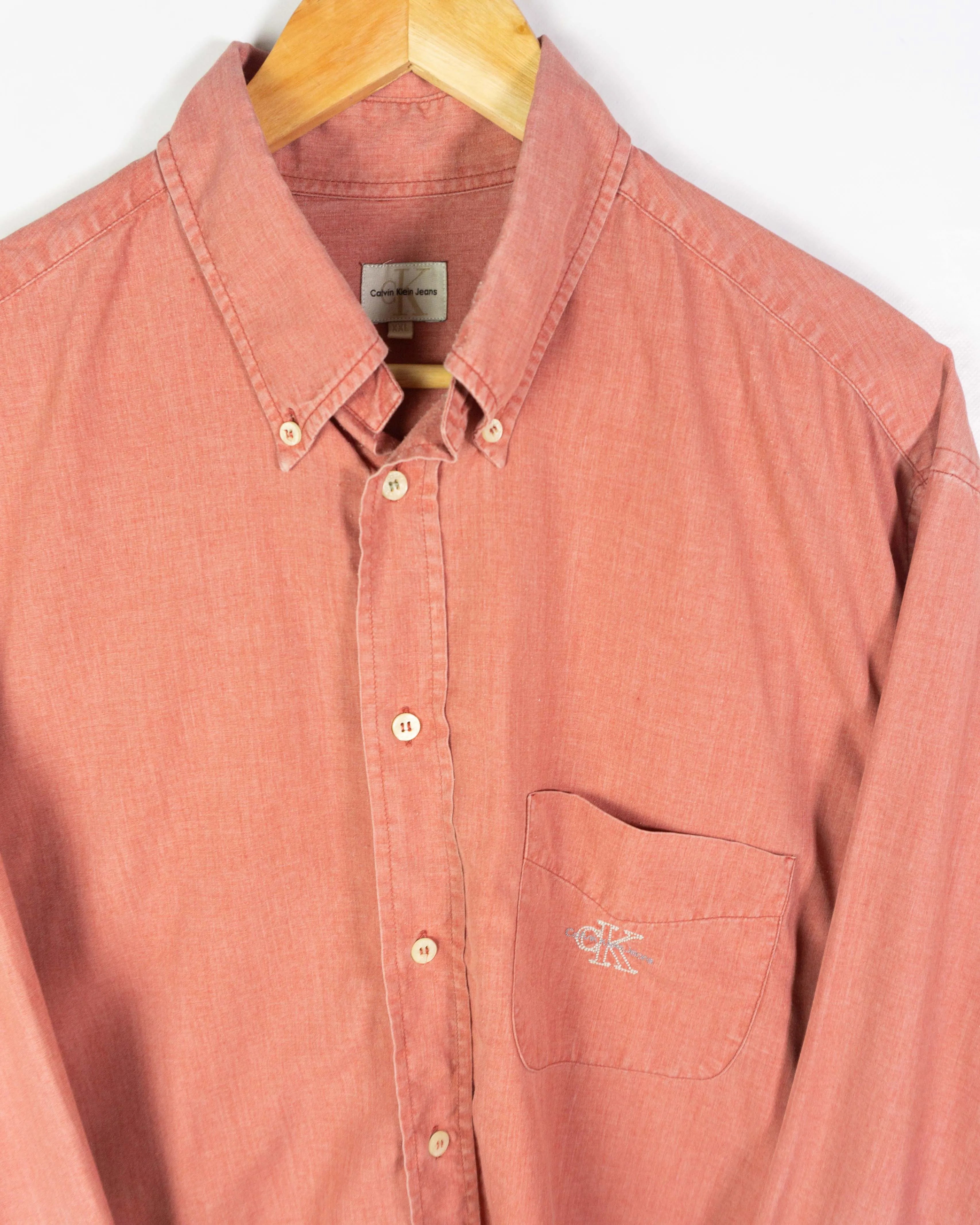 Camisa Calvin Klein Jeans Salmón Vintage 90s — Talla XXL