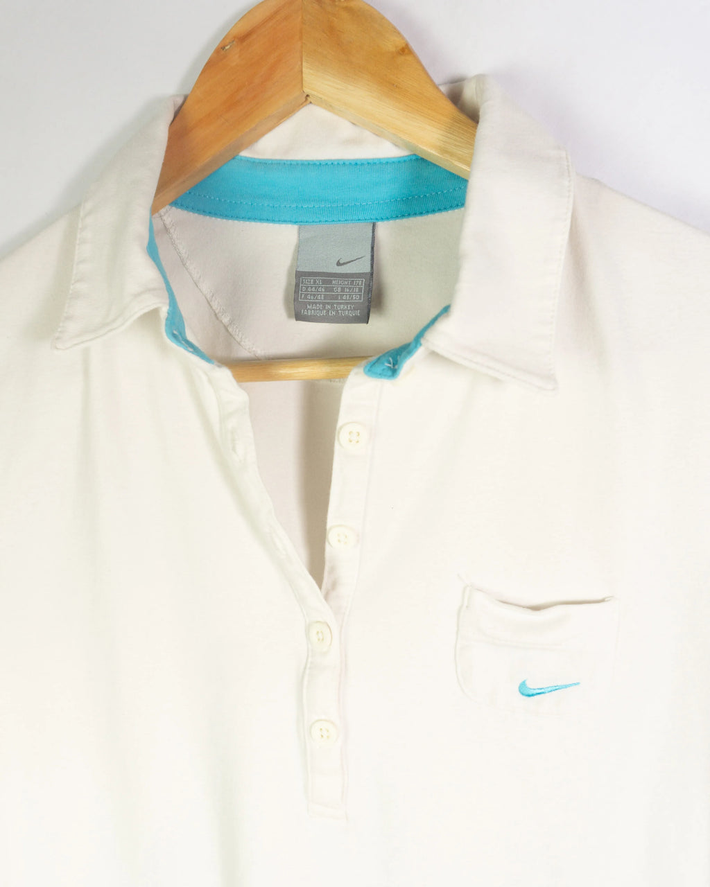 Polo Nike Blanco Detalle Turquesa Mujer — Talla L