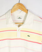 Polo Lacoste Rayas Rosa Amarillo Mujer — Talla L
