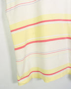 Polo Lacoste Rayas Rosa Amarillo Mujer — Talla L
