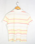Polo Lacoste Rayas Rosa Amarillo Mujer — Talla L