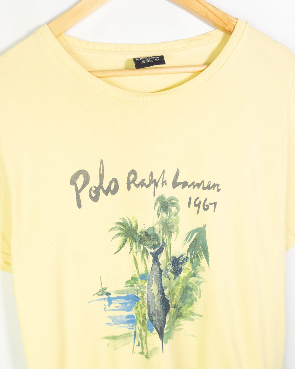 Camiseta Polo Ralph Lauren Tropical Amarilla Vintage 00s — Talla L