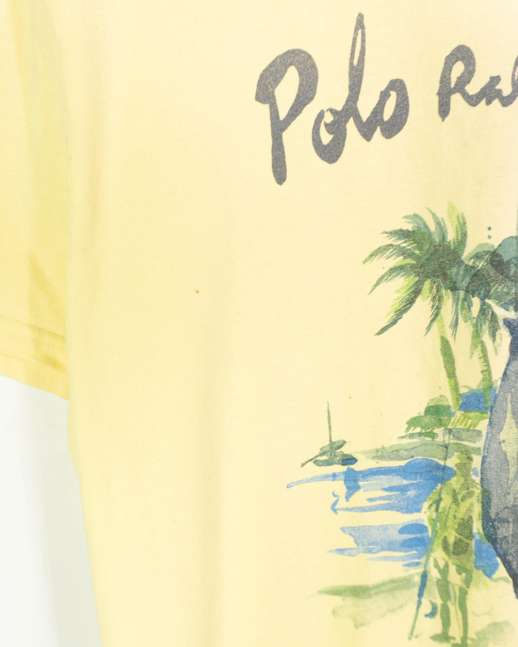 Camiseta Polo Ralph Lauren Tropical Amarilla Vintage 00s — Talla L